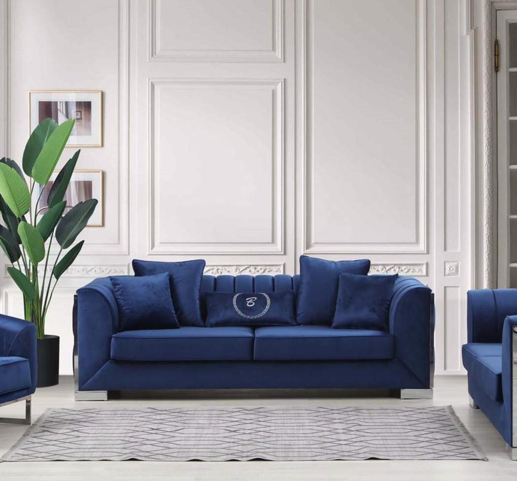 

    
Alpha Furniture Milano Sofa Loveseat and Chair Set Navy MLNO-N-S-Set-3
