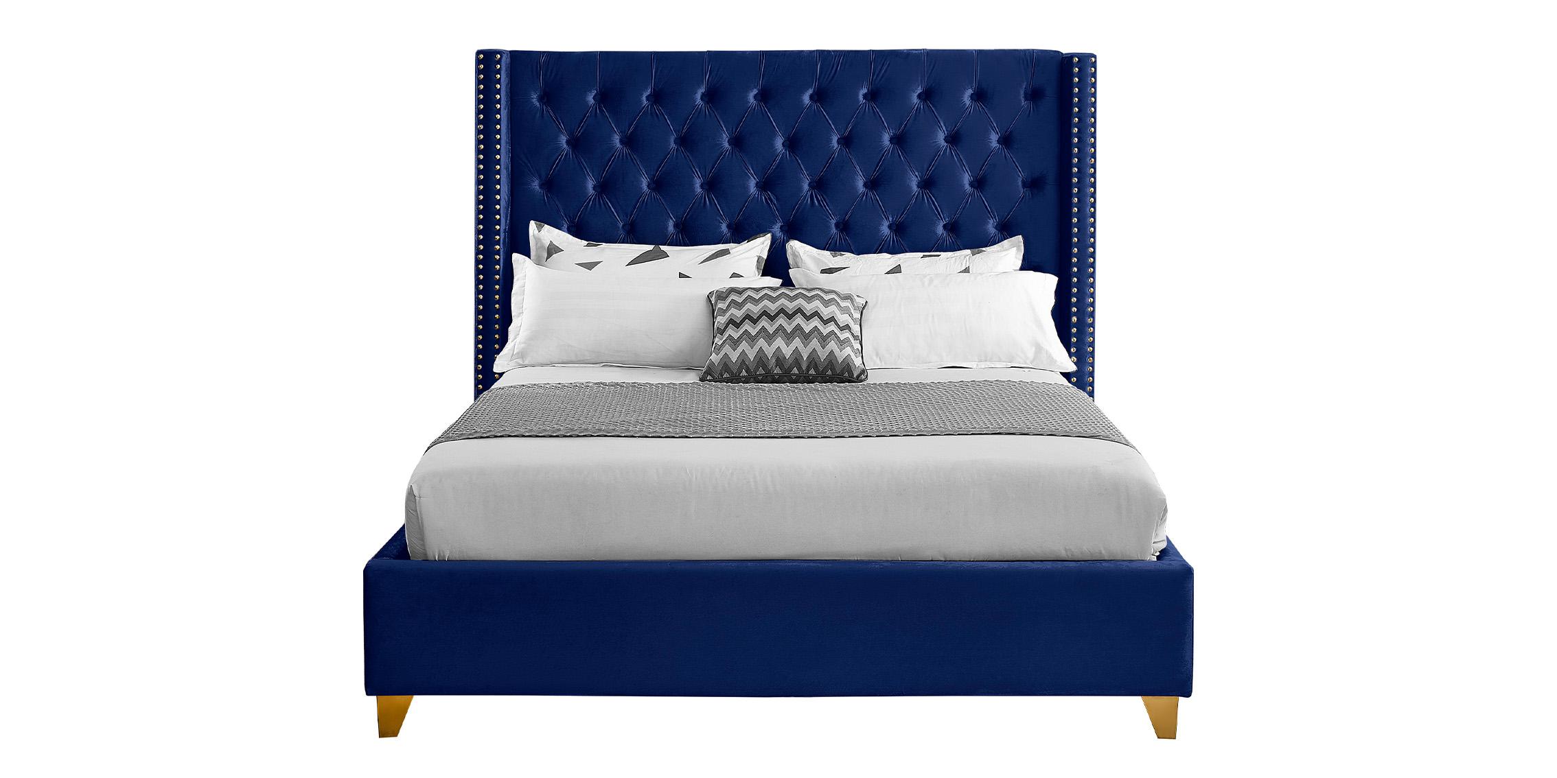 

    
Navy Velvet Tufted King Bed BAROLO Navy-K Meridian Modern Contemporary
