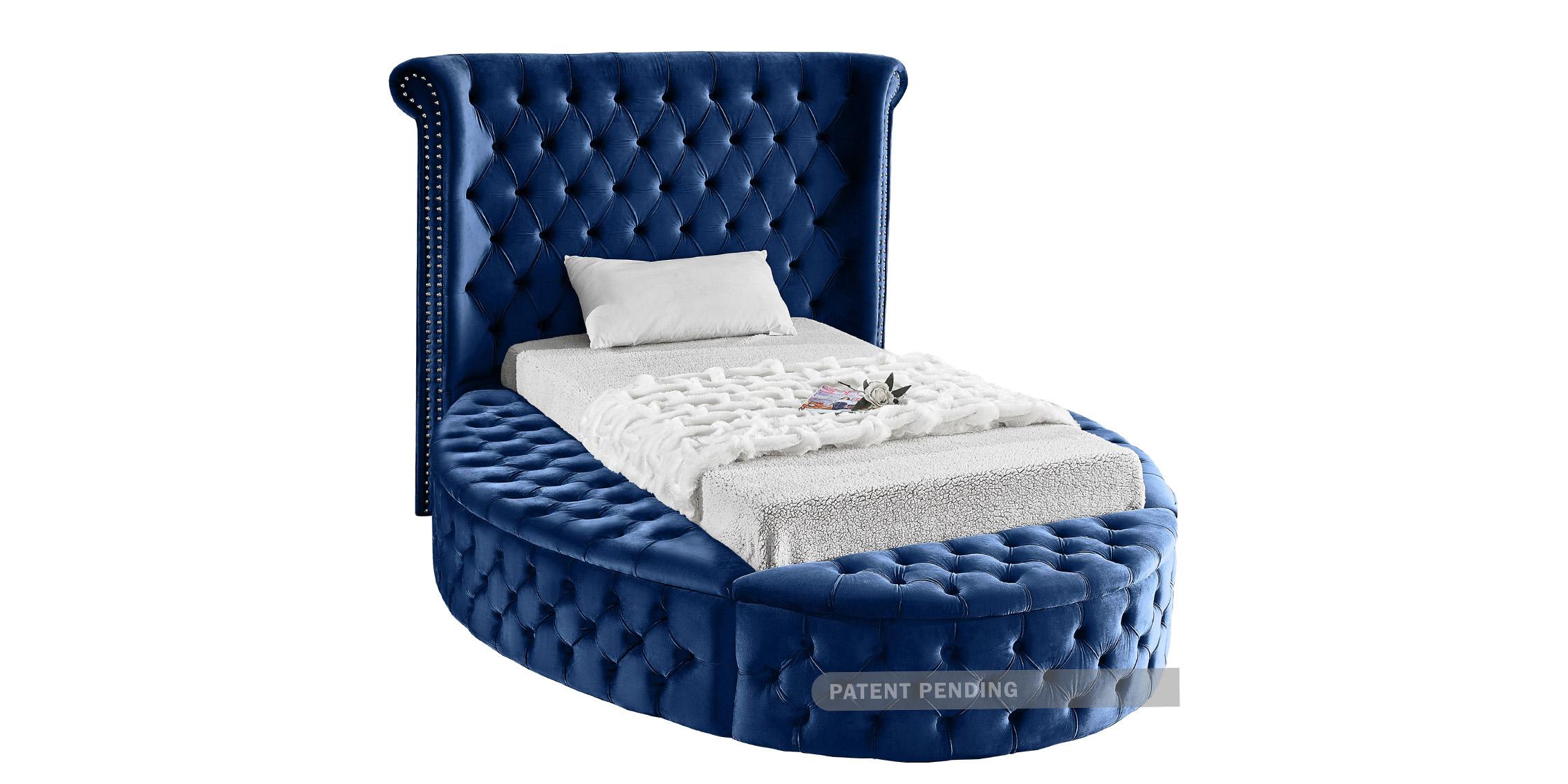 Contemporary, Modern Storage Bed LuxusNavy-T LuxusNavy-T in Navy Velvet