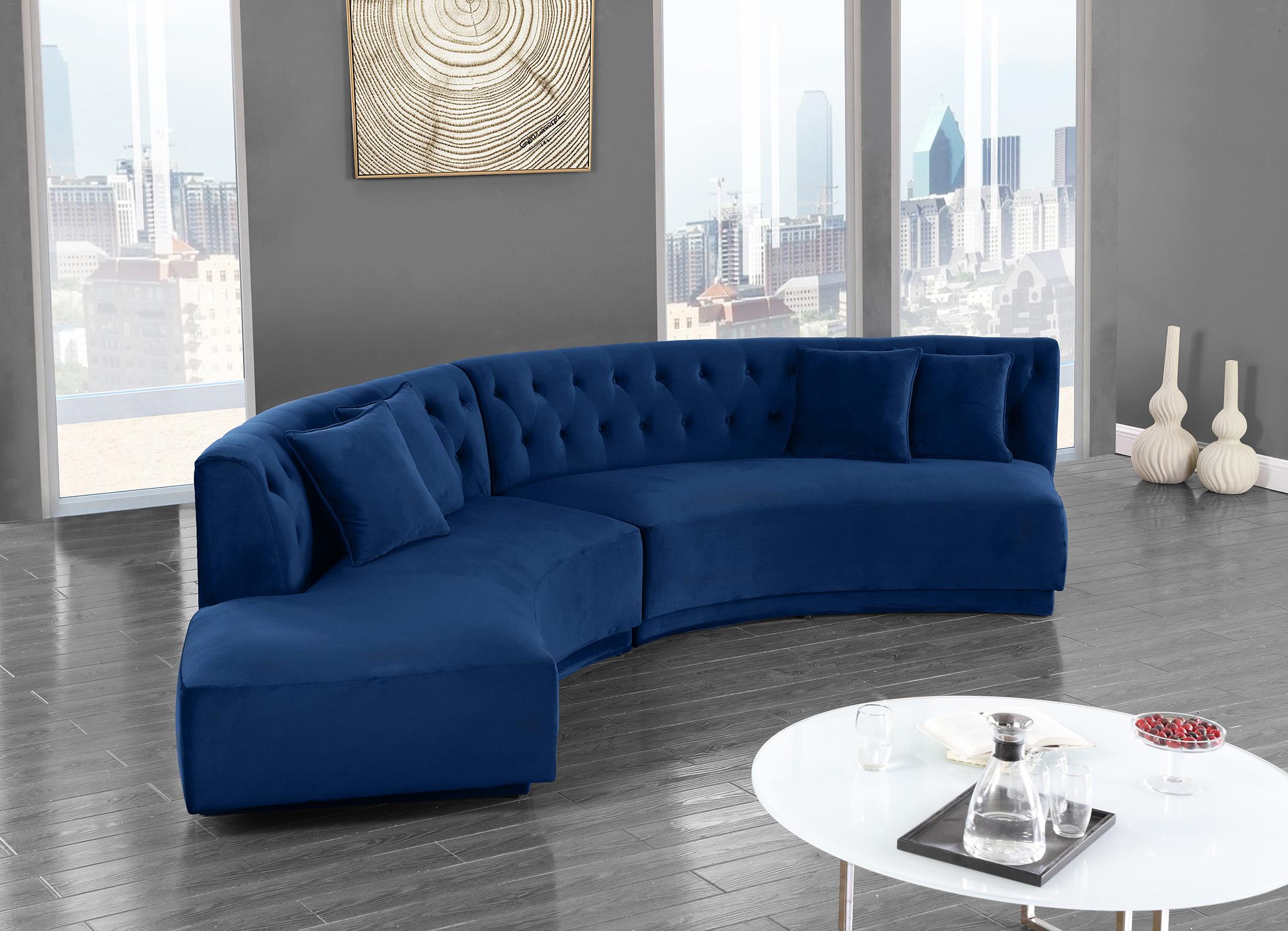 

        
Meridian Furniture KENZI 641Navy Sectional Sofa Set Blue Velvet 704831401004
