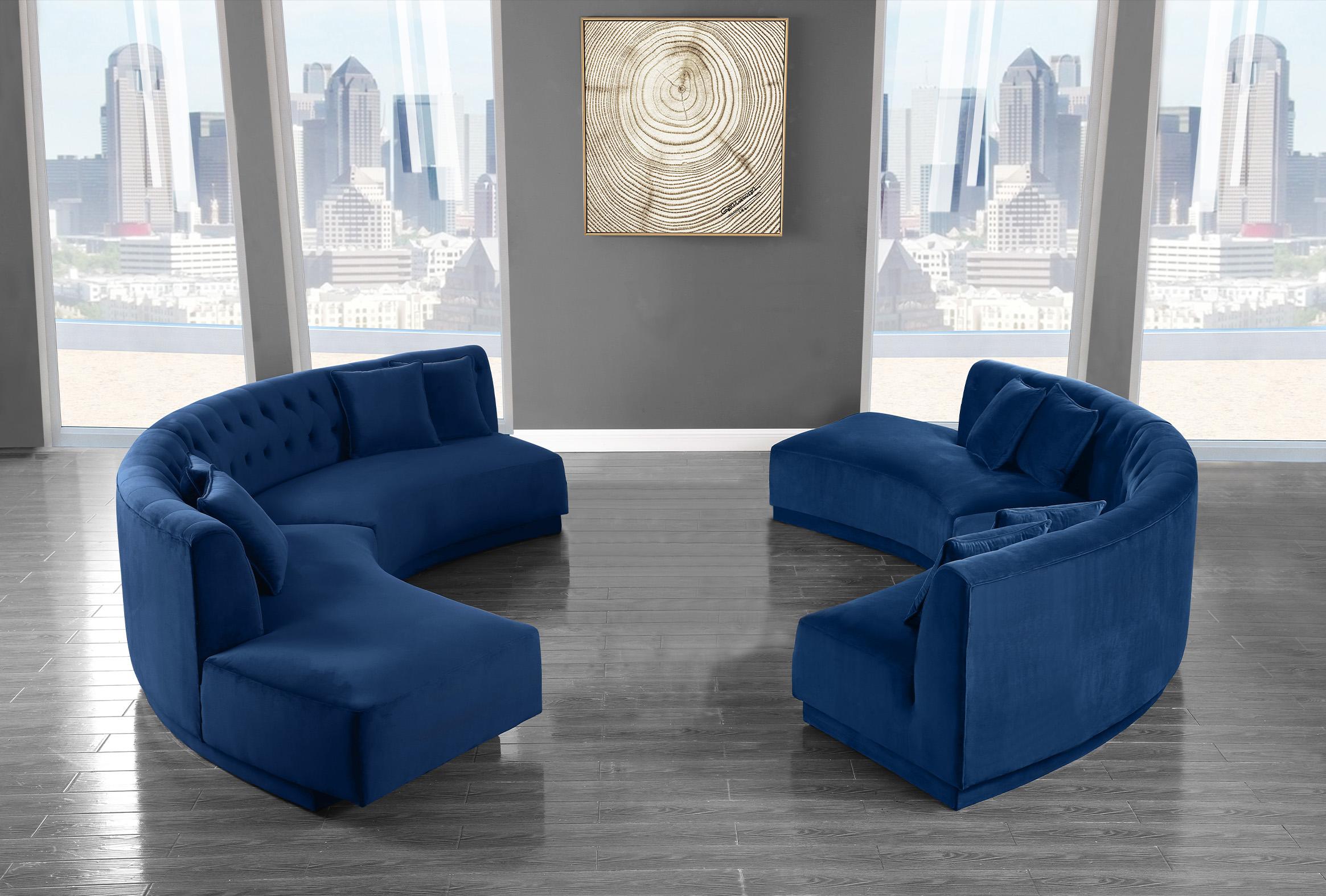 Contemporary, Modern Sectional Sofa Set KENZI 641Navy 641Navy-Sectional-Set-2 in Blue Velvet