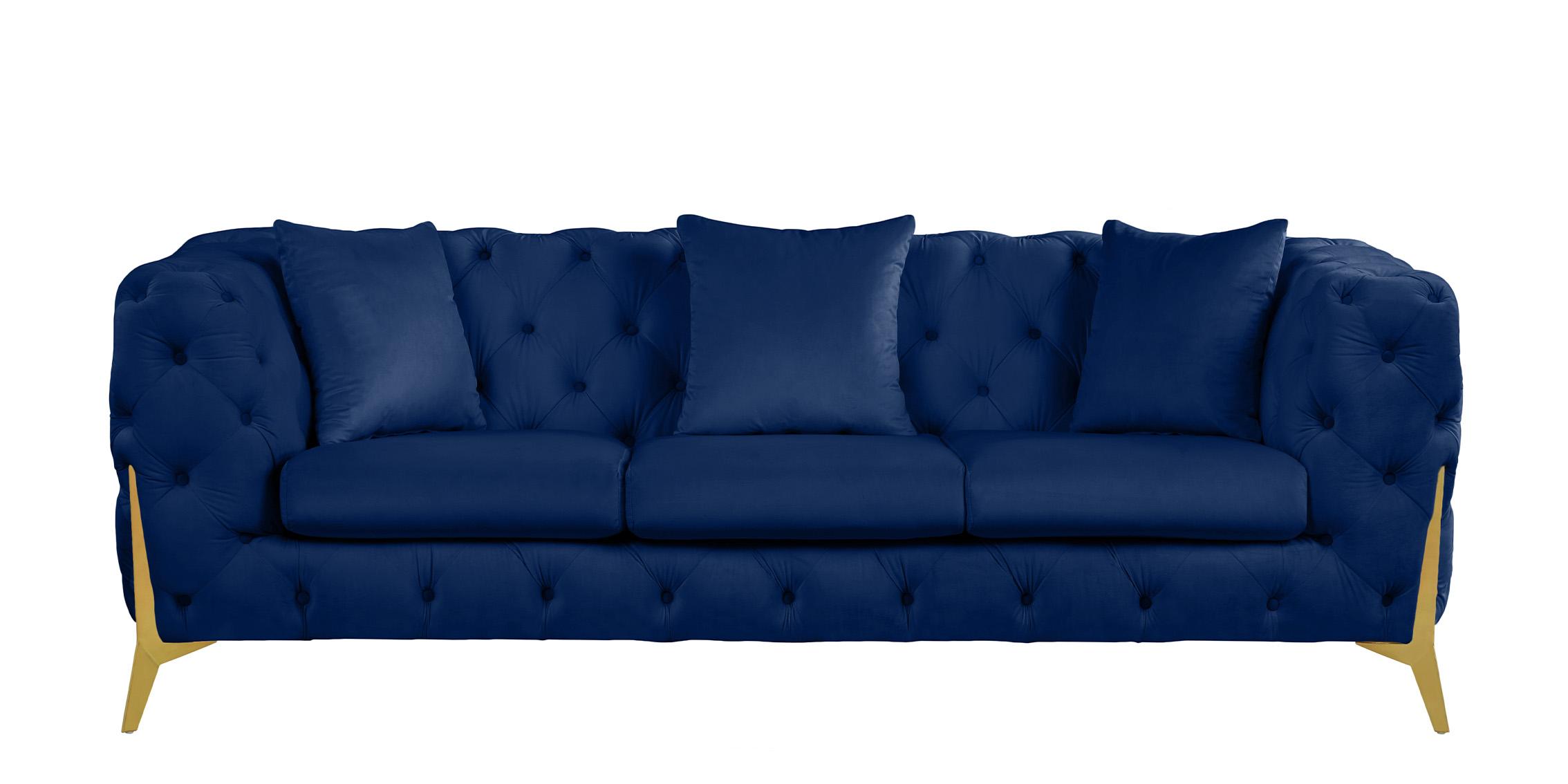 

    
 Order  Navy Velvet Tufted Sofa Set 2Pcs KINGDOM 695Navy Meridian Contemporary Modern
