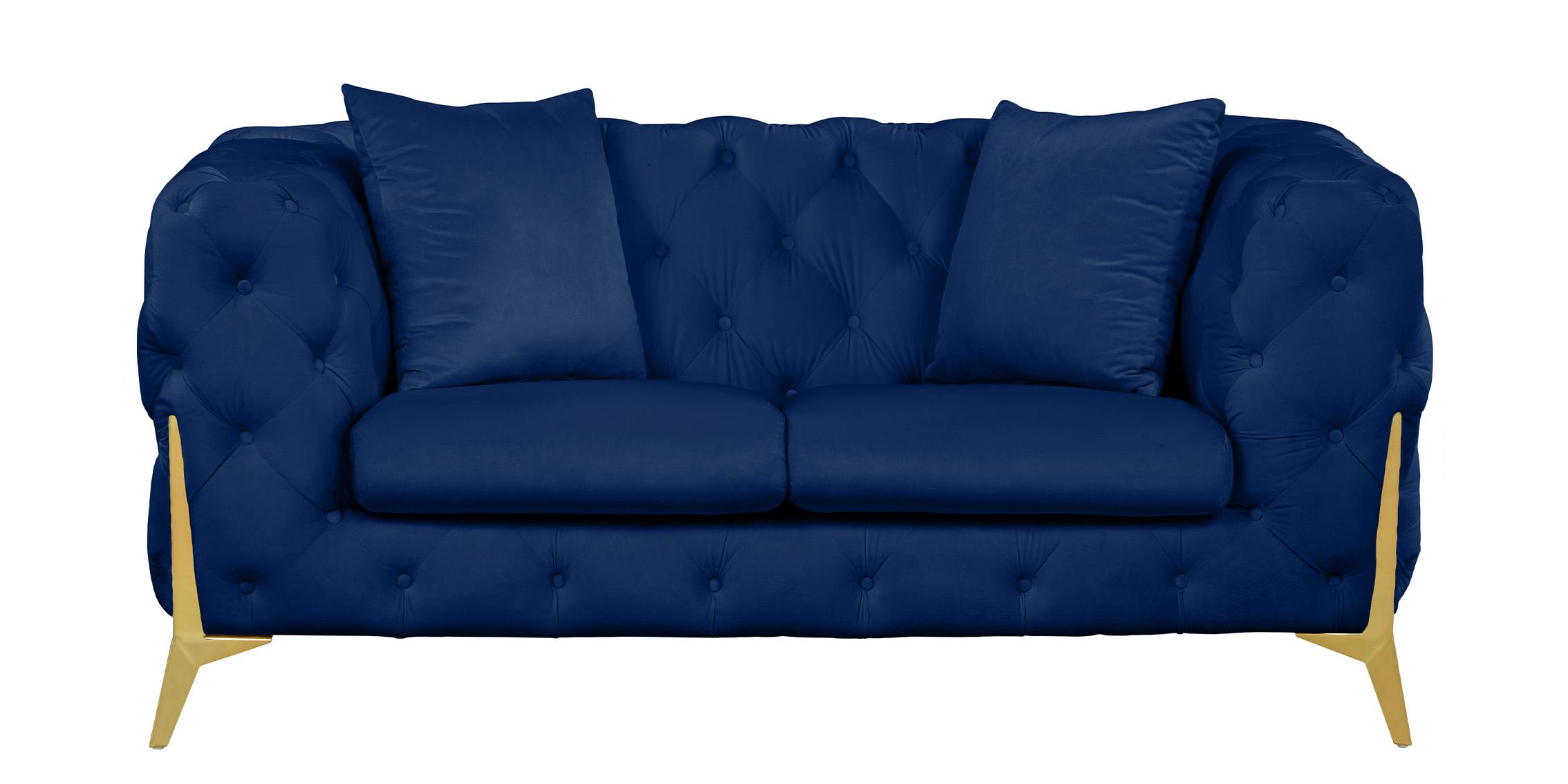 

    
 Shop  Navy Velvet Tufted Sofa Set 2Pcs KINGDOM 695Navy Meridian Contemporary Modern
