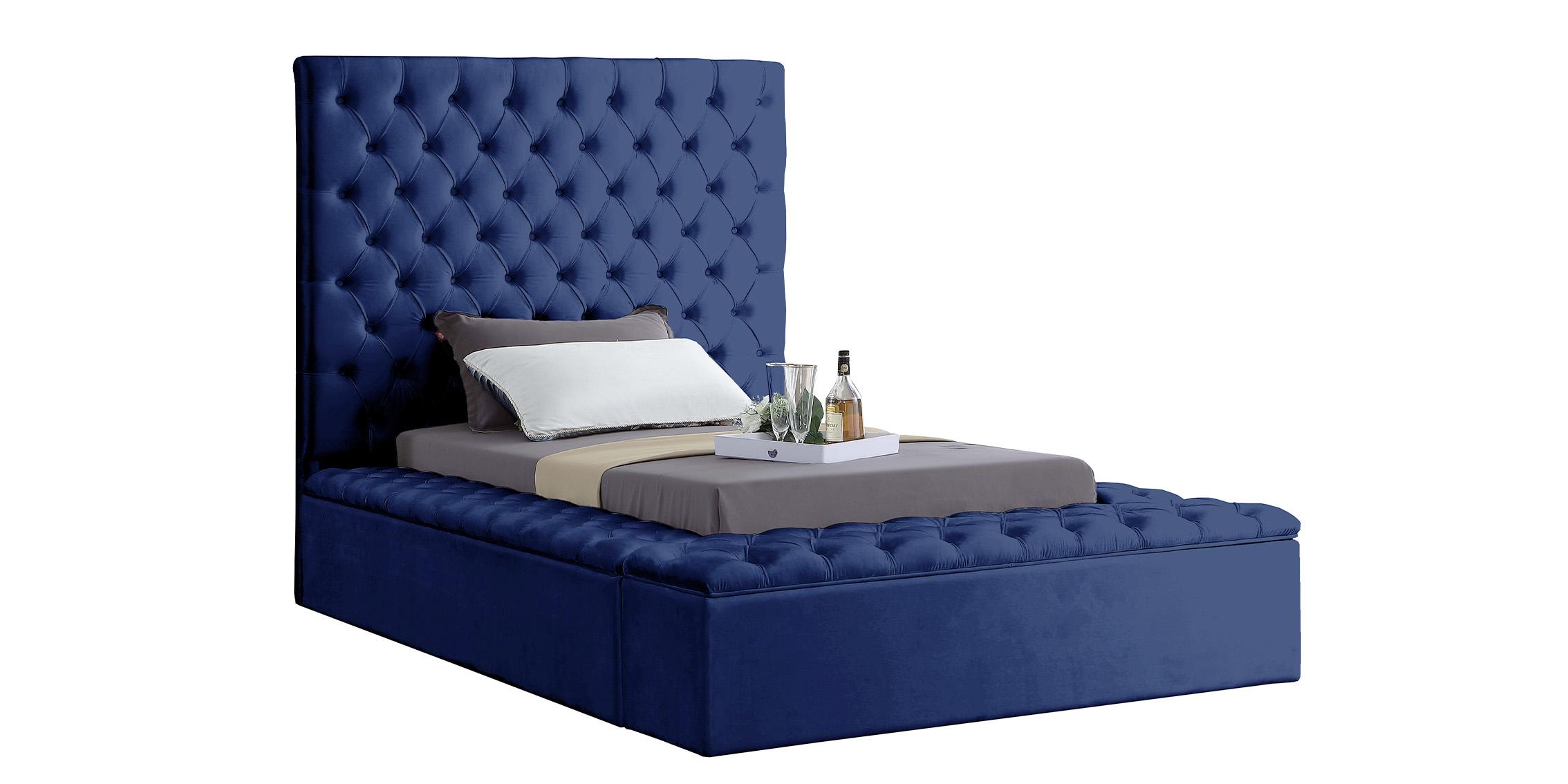 

    
Navy Velvet Tufted Storage Twin Bed BLISS Meridian Contemporary Modern
