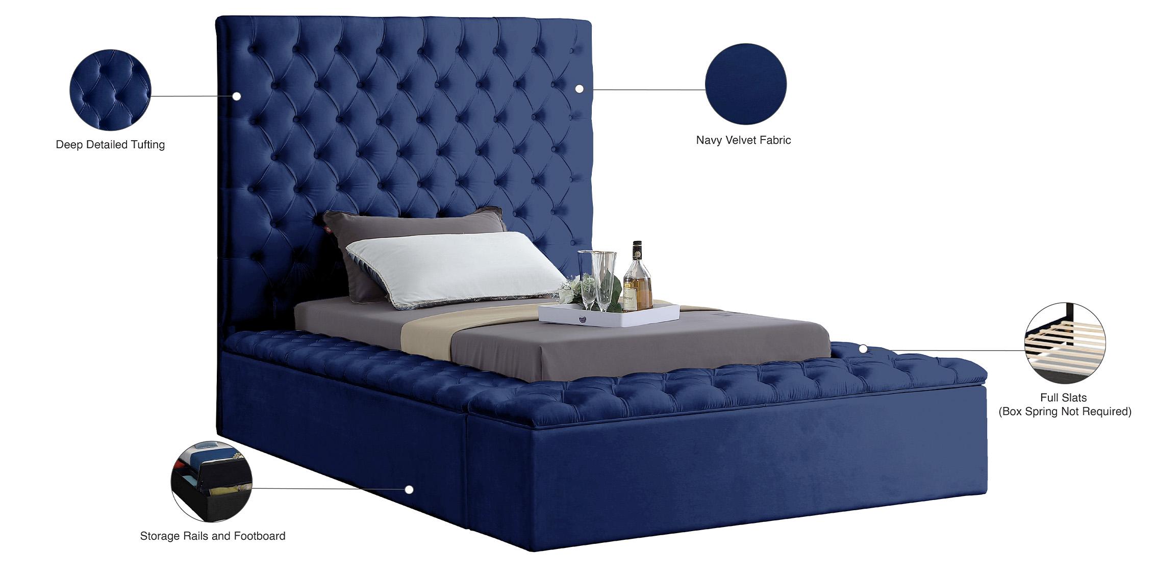 

        
704831402100Navy Velvet Tufted Storage Twin Bed BLISS Meridian Contemporary Modern
