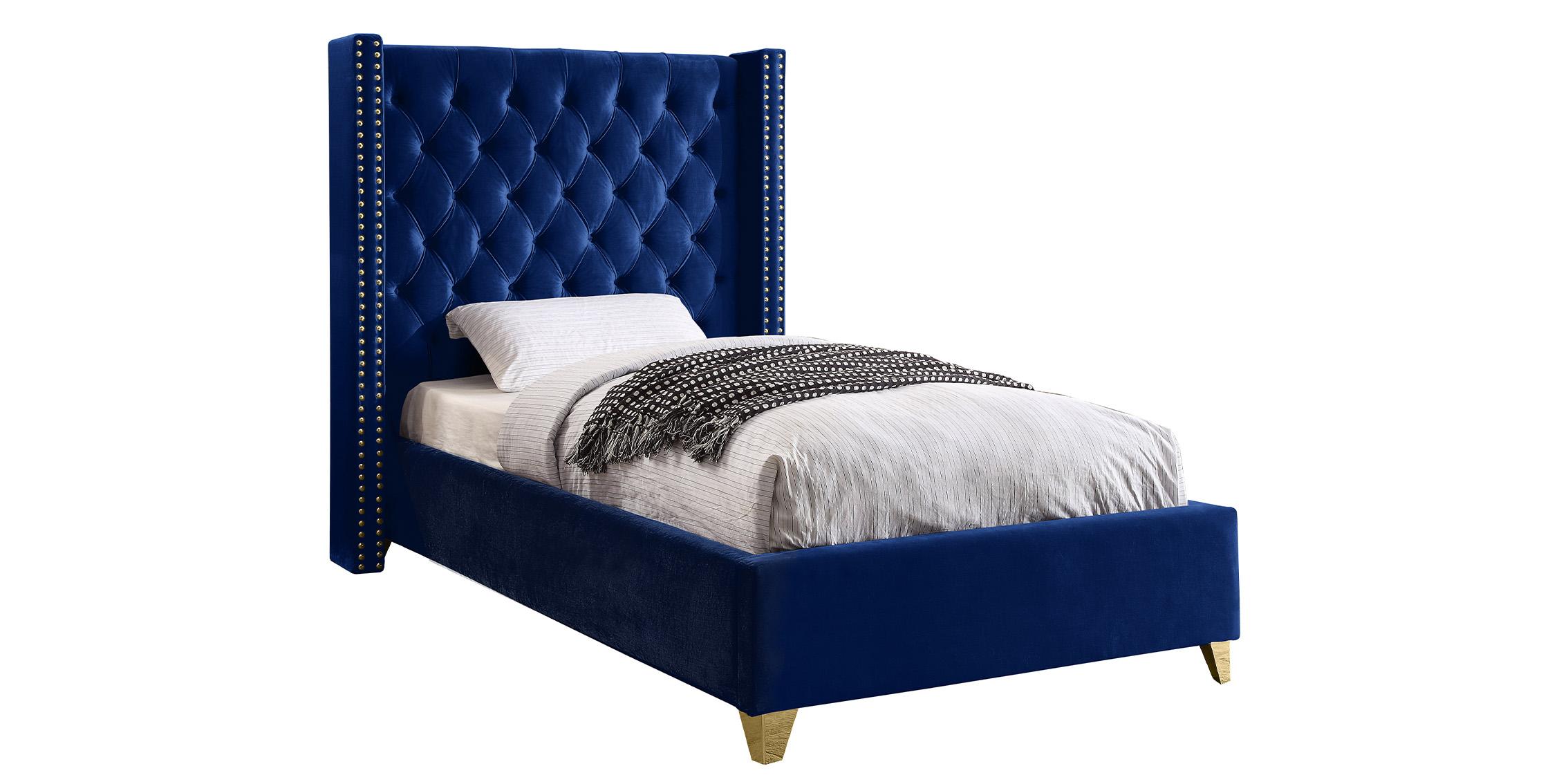 

    
Navy Velvet Tufted Twin Bed BAROLO Navy-T Meridian Modern Contemporary
