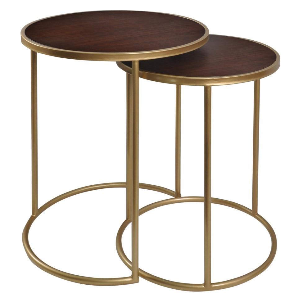 Modern End Table Set BKF22030 BKF22030 in Natural, Gold 
