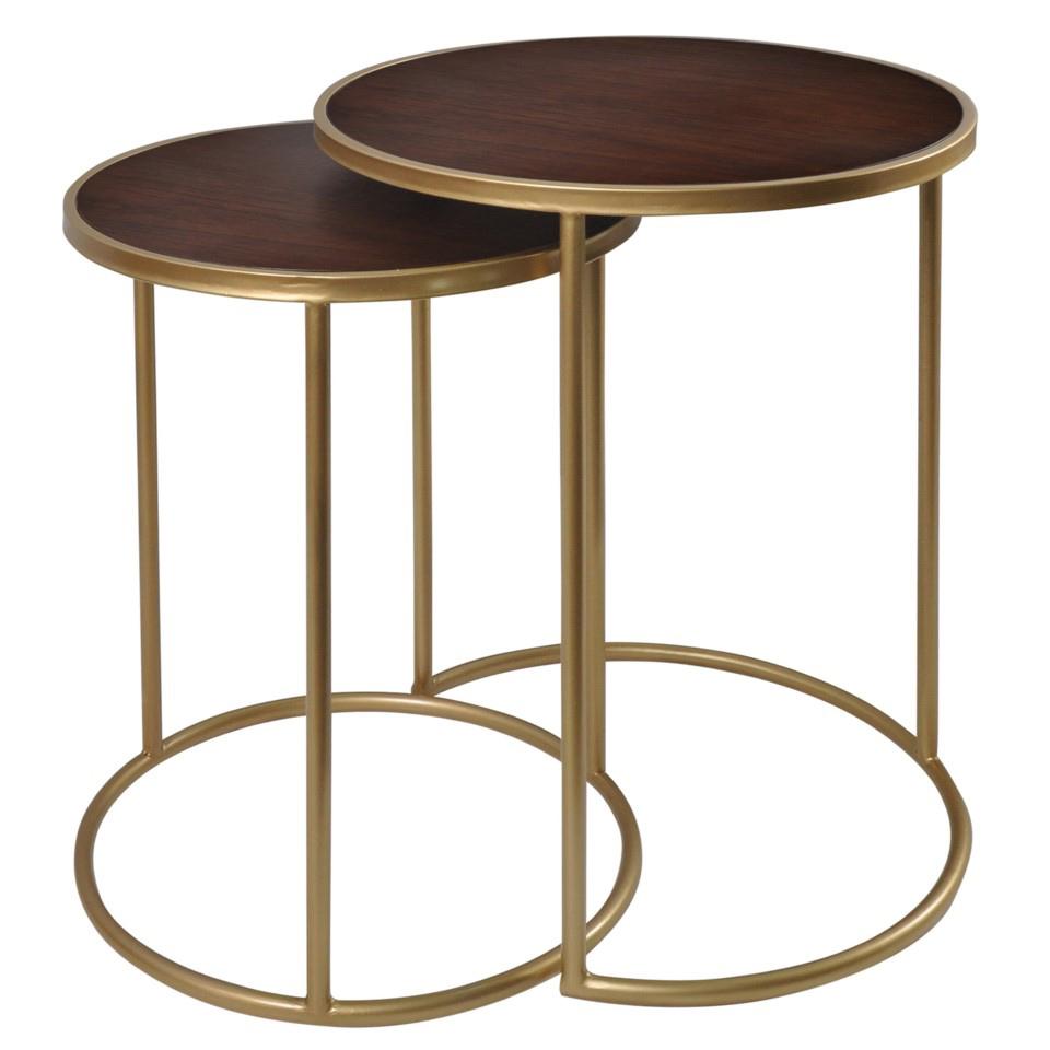 

    
Nesting Metal Tables Set 2Ps Mahogany Bay Bryan Keith By StyleCraft Transitional
