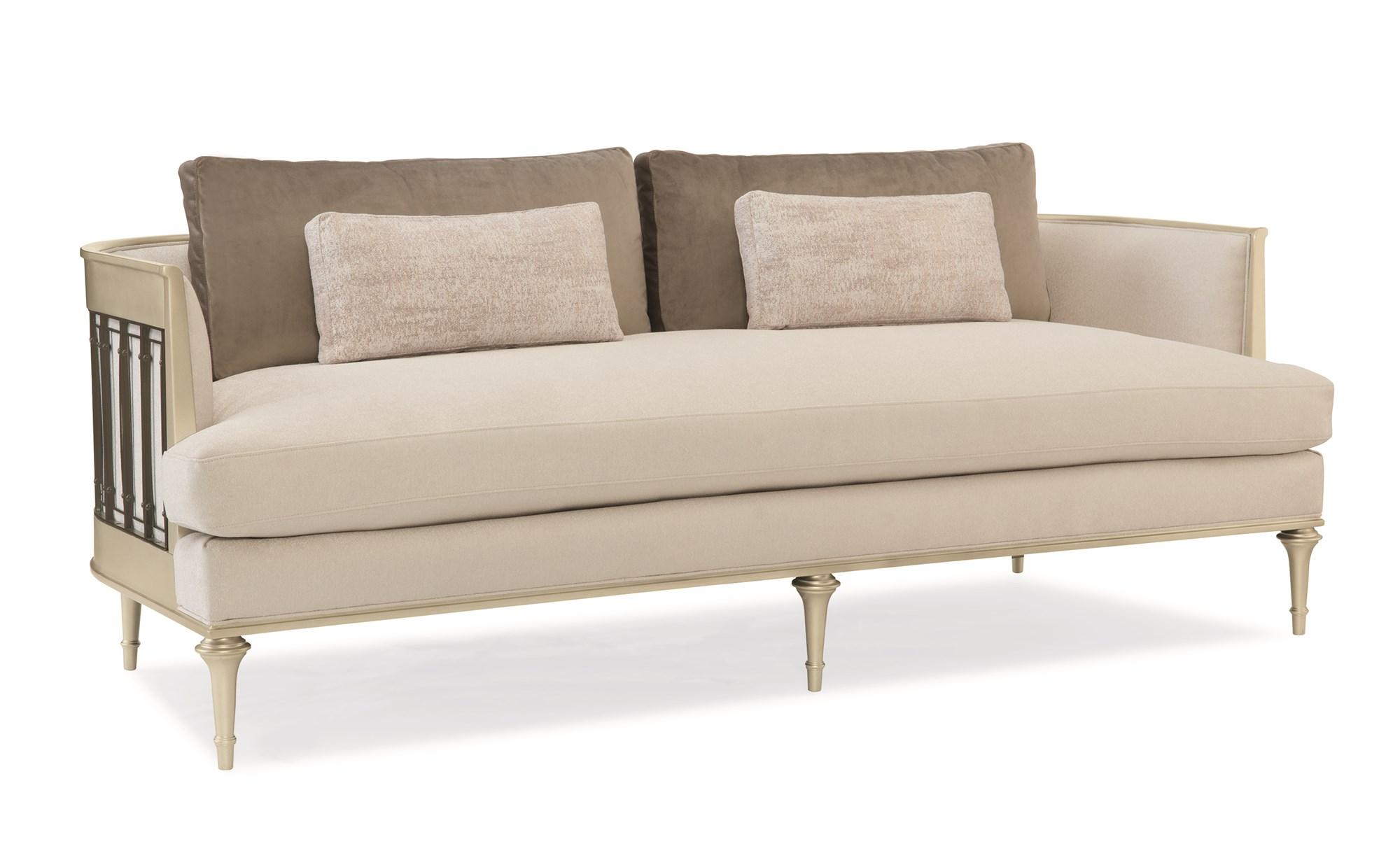 Contemporary Sofa QUIT YOUR METAL-ING UPH-015-211-A in Platinum, Pebble Fabric