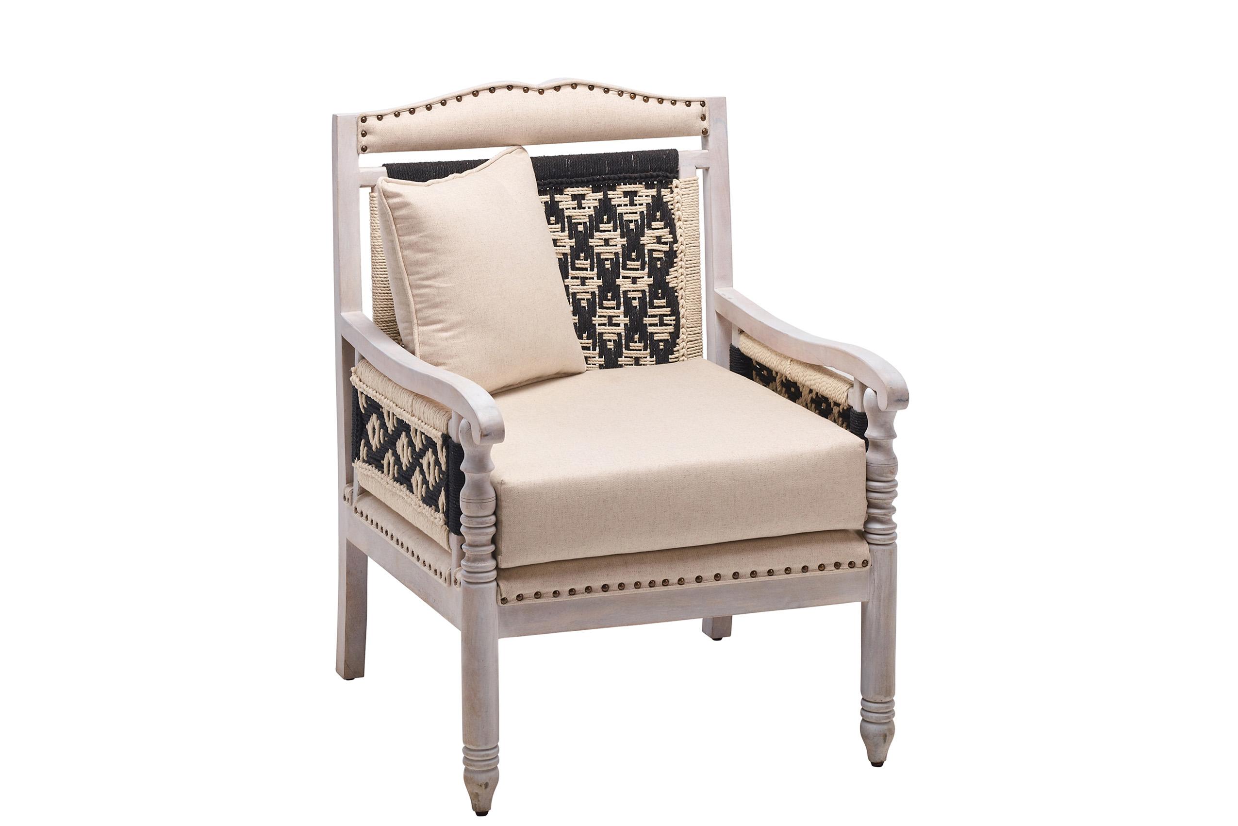 Classic Arm Chair CAC-81023 CAC-81023 in Black, Beige Fabric