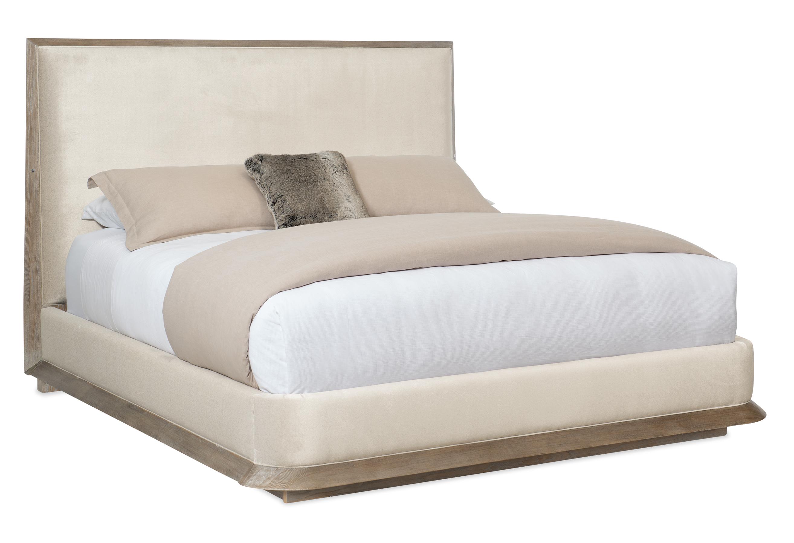 

    
Neutral Fabric & Wood Frame King Platform Bed THE STAGE IS SET by Caracole

