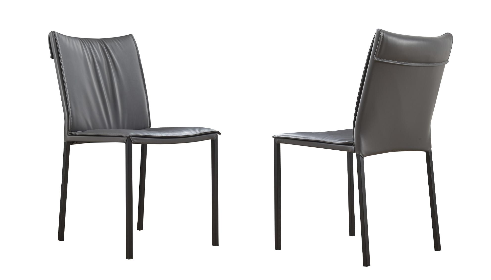 Contemporary Dining Chair Set Riley 338C-Set-2 in Gray Leather