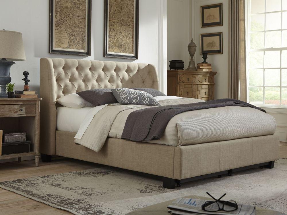 

    
Neutral Linen Fabric Platform CAL King Bed Contemporary LEVI by Modus Furniture
