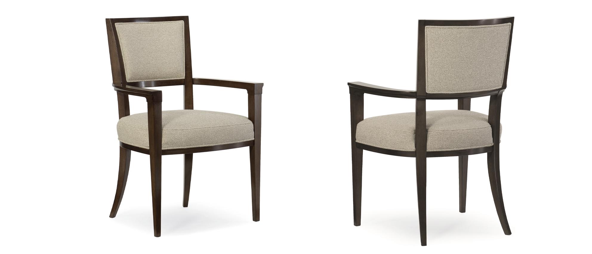 Contemporary Dining Arm Chair Set MODERNE ARM CHAIR M022-417-272-Set-2 in Brown, Beige Fabric