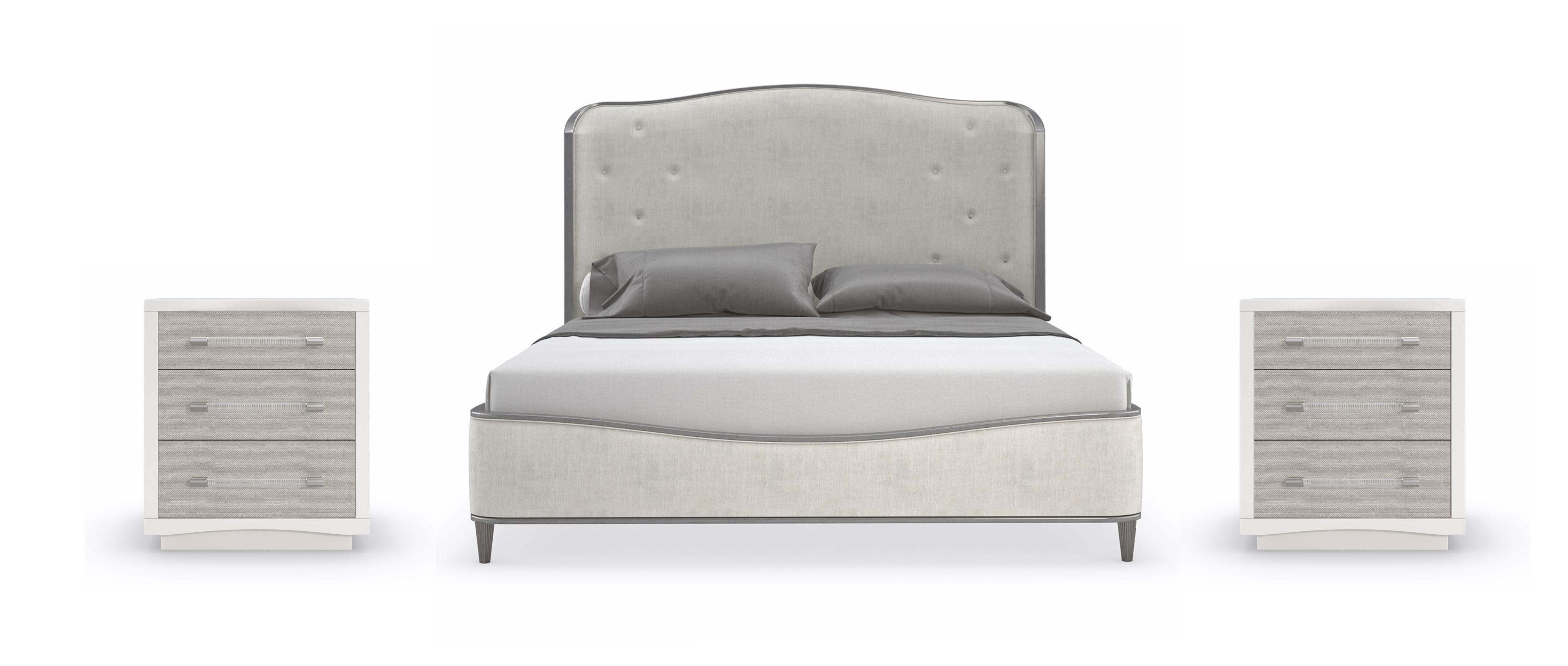 Contemporary Panel Bedroom Set CLEAR THE AIR / CLARITY CLA-421-123-Set-3 in Light Gray Fabric
