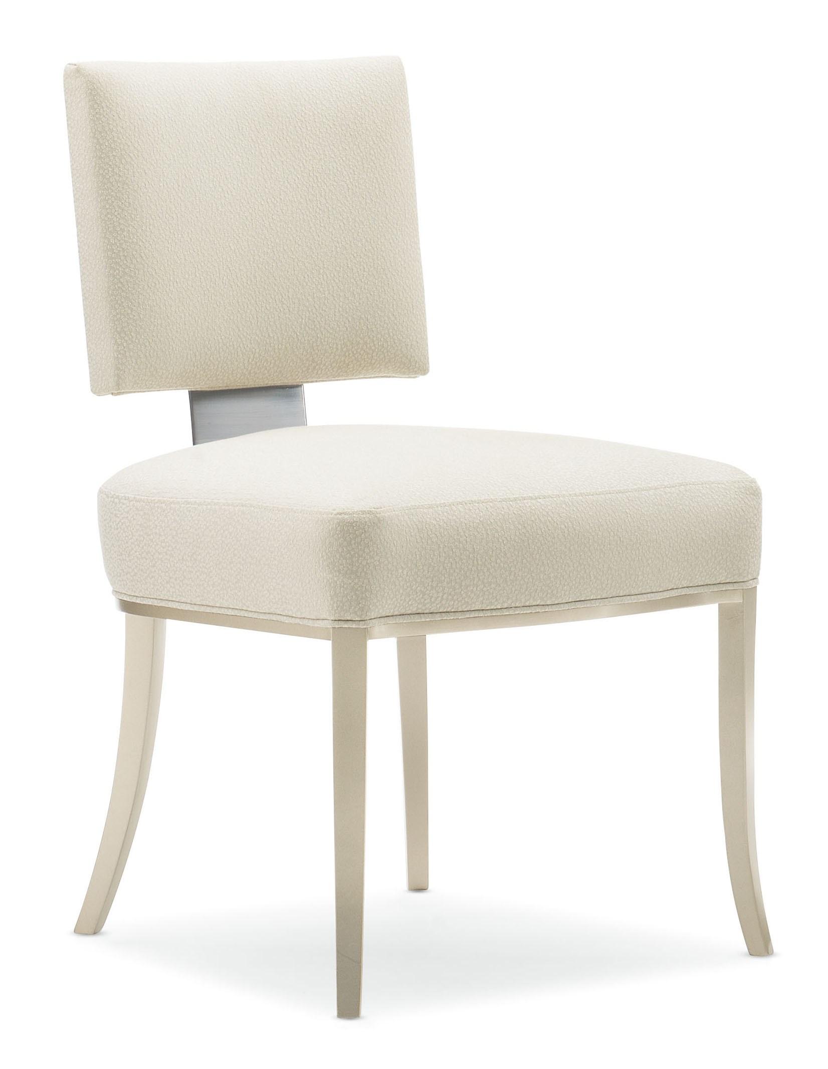 Contemporary Dining Side Chair RESERVED SEATING CLA-420-284-2PC in Neutral, Silver Fabric