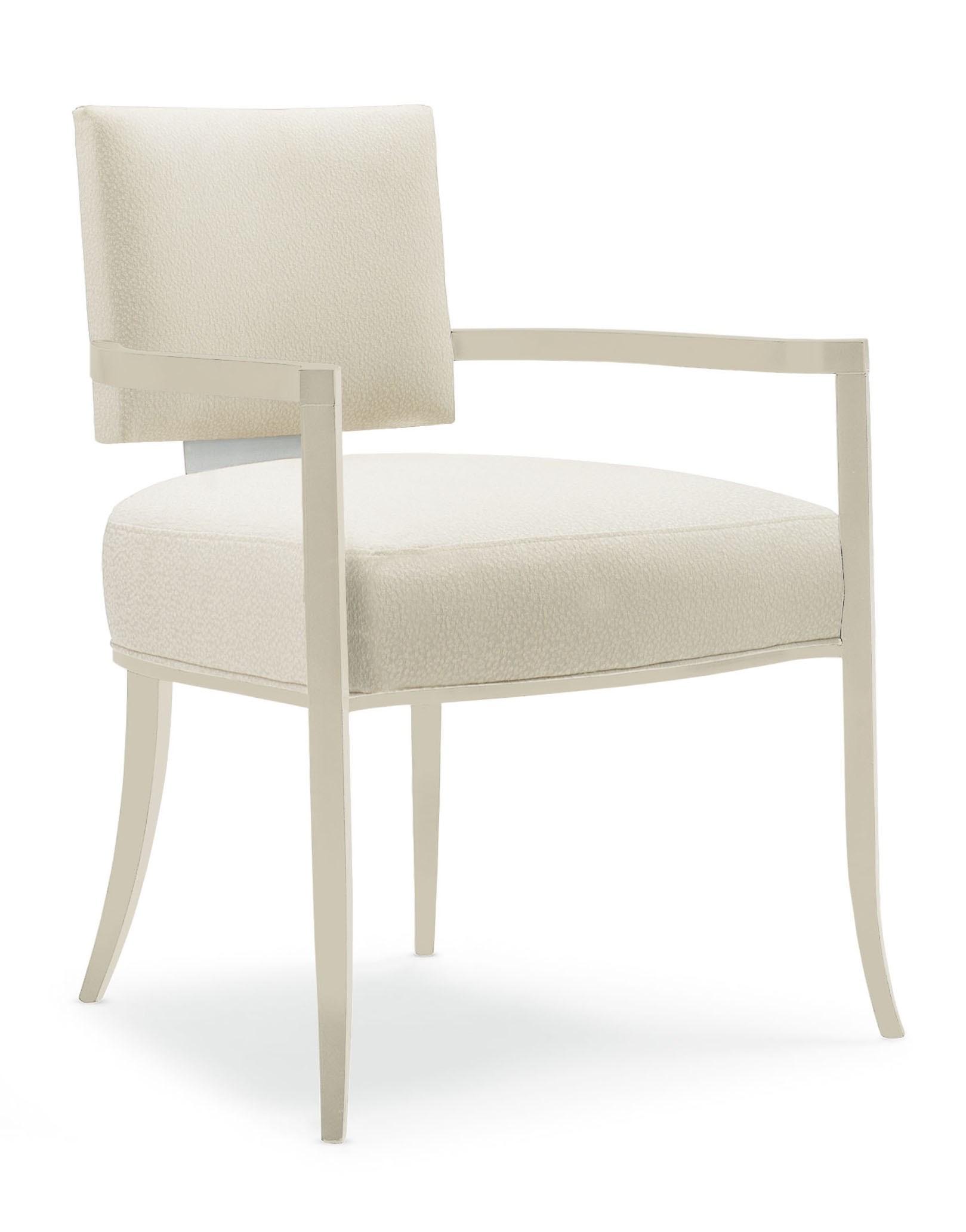 Classic Dining Arm Chair RESERVED SEATING CLA-420-274-2PC in Neutral, Silver Fabric