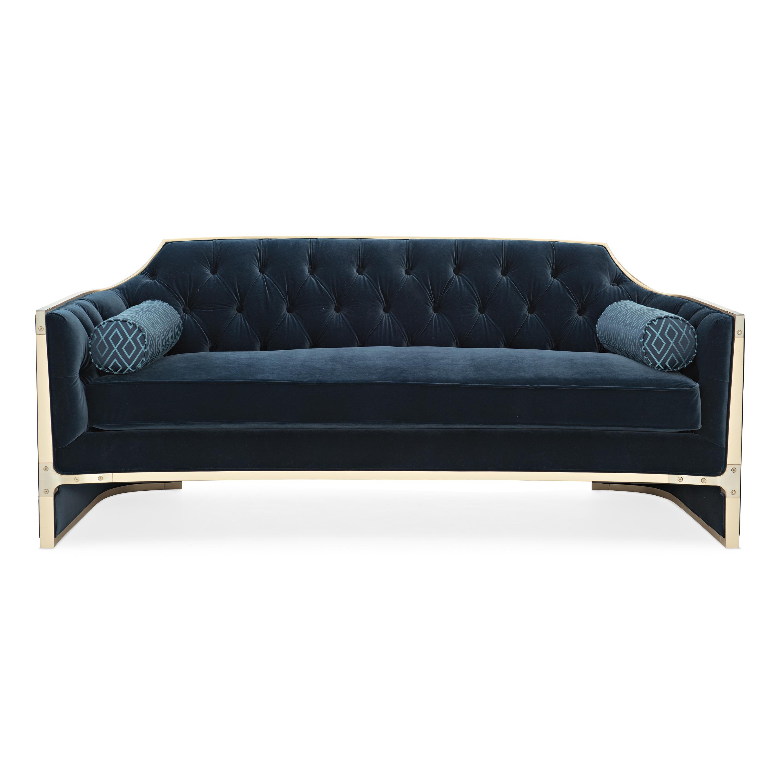 

    
Caracole The Cat&#039;s Meow Sofa and Coffee Table Dark Blue UPH-SOFWOO-23B-Set-3
