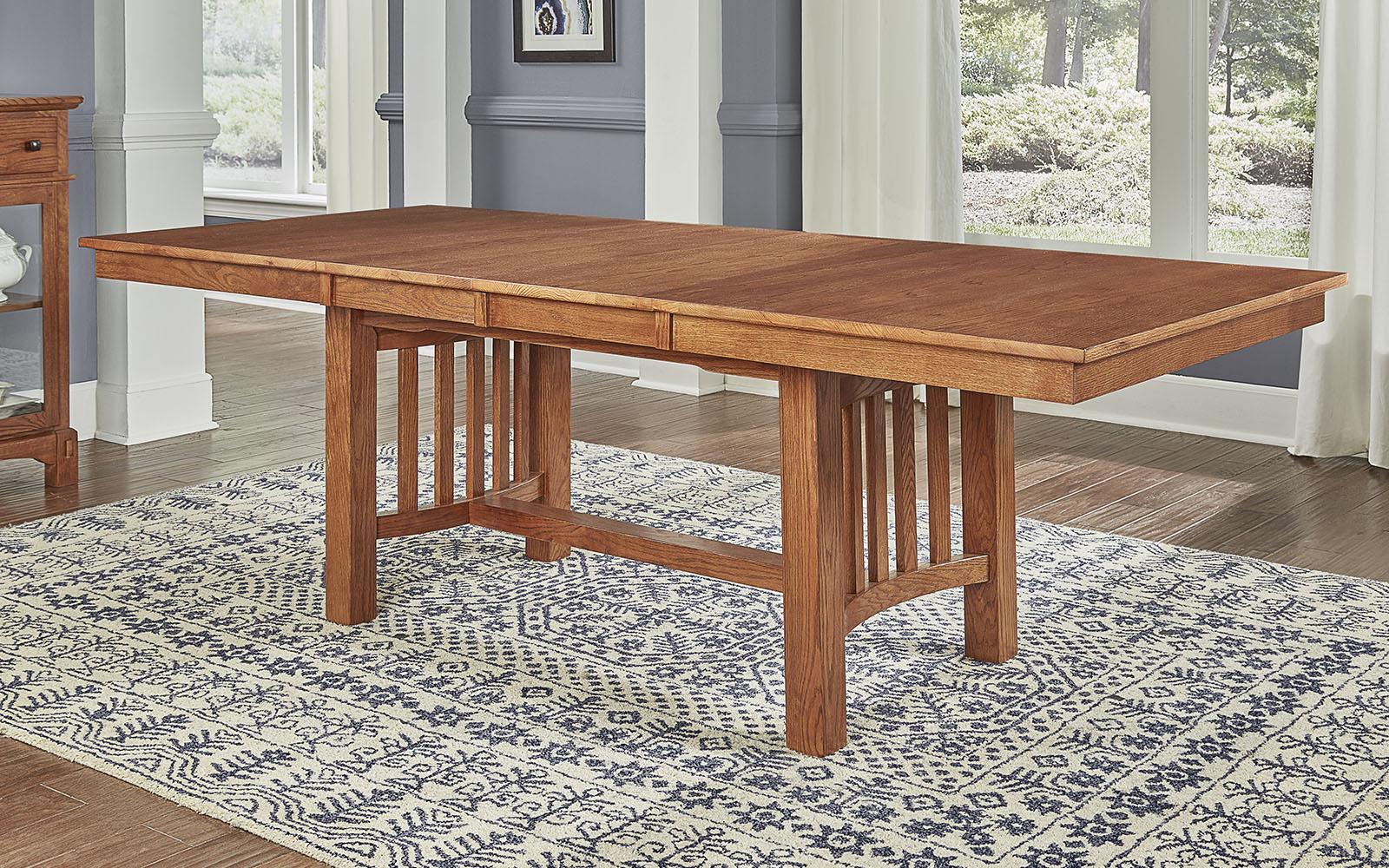 

    
Oak Trestle Table Set 5 Pcs Solid Wood LAUOA6320 A-America LAURELHURST
