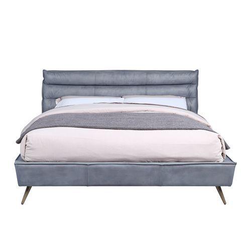 Modern Platform Bed Oakley 1460EK in Gray Leather