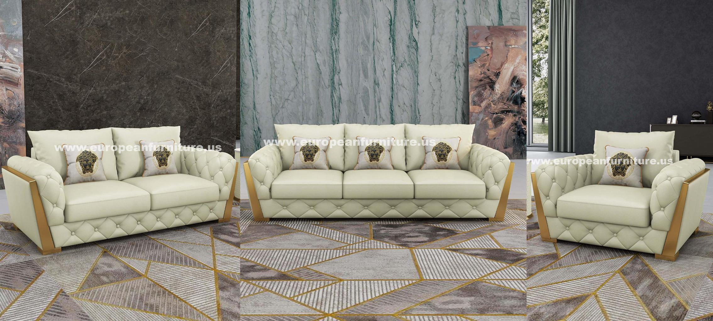 

                    
Buy Off White Italian Leather CASTELLO Sofa Set 2Pcs EUROPEAN FURNITURE Contemporary
