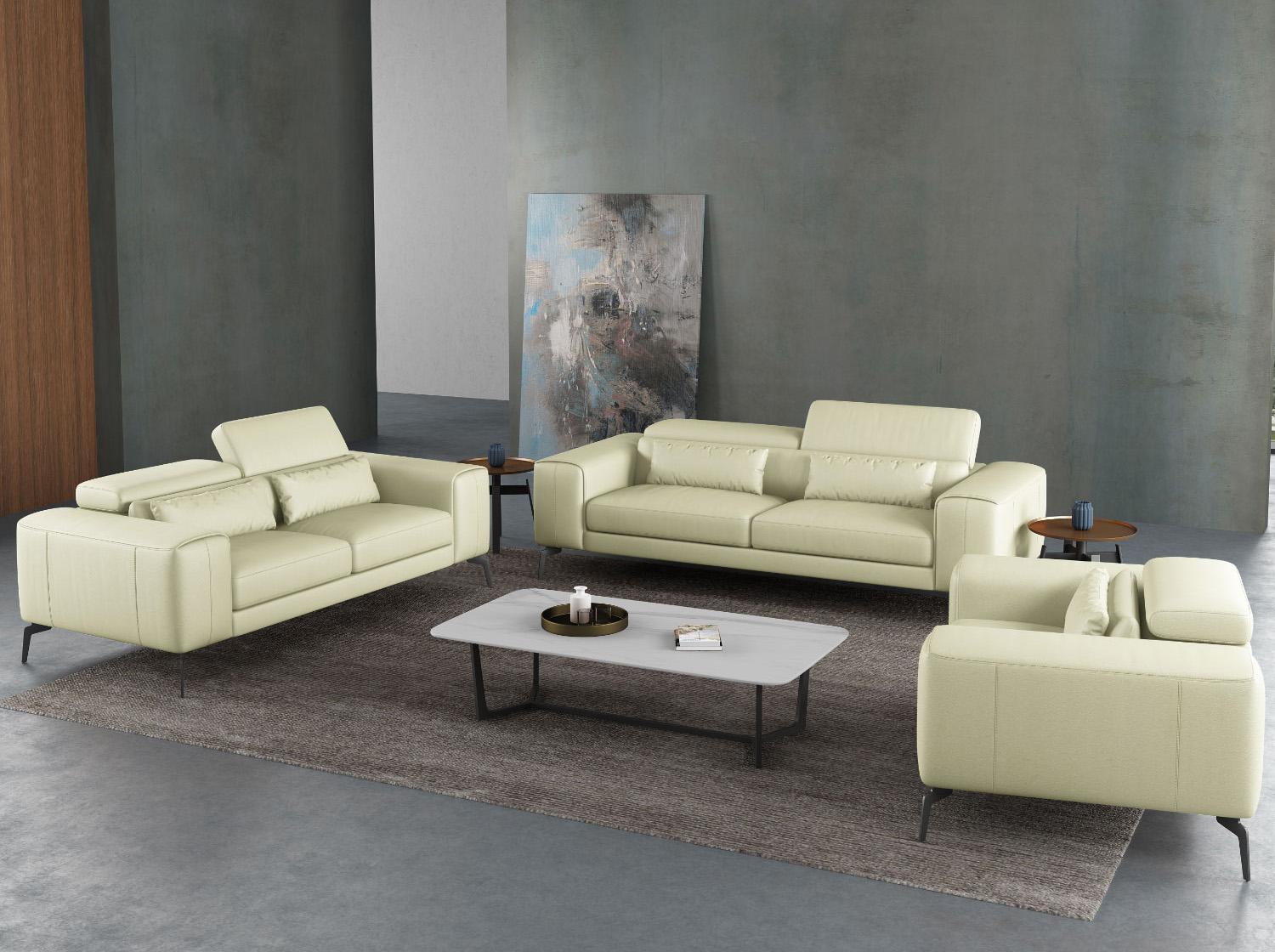

    
 Order  Off White Italian Leather CAVOUR Sofa Set 2Pcs EUROPEAN FURNITURE Contemporary
