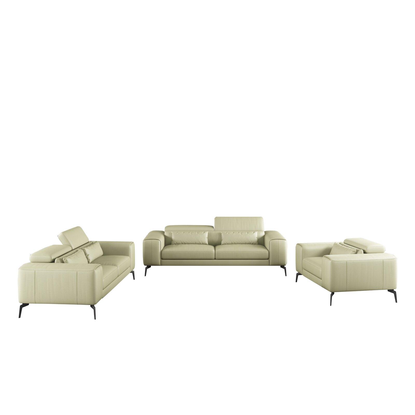 

    
Off White Italian Leather CAVOUR Sofa Set 3Pcs EUROPEAN FURNITURE Contemporary
