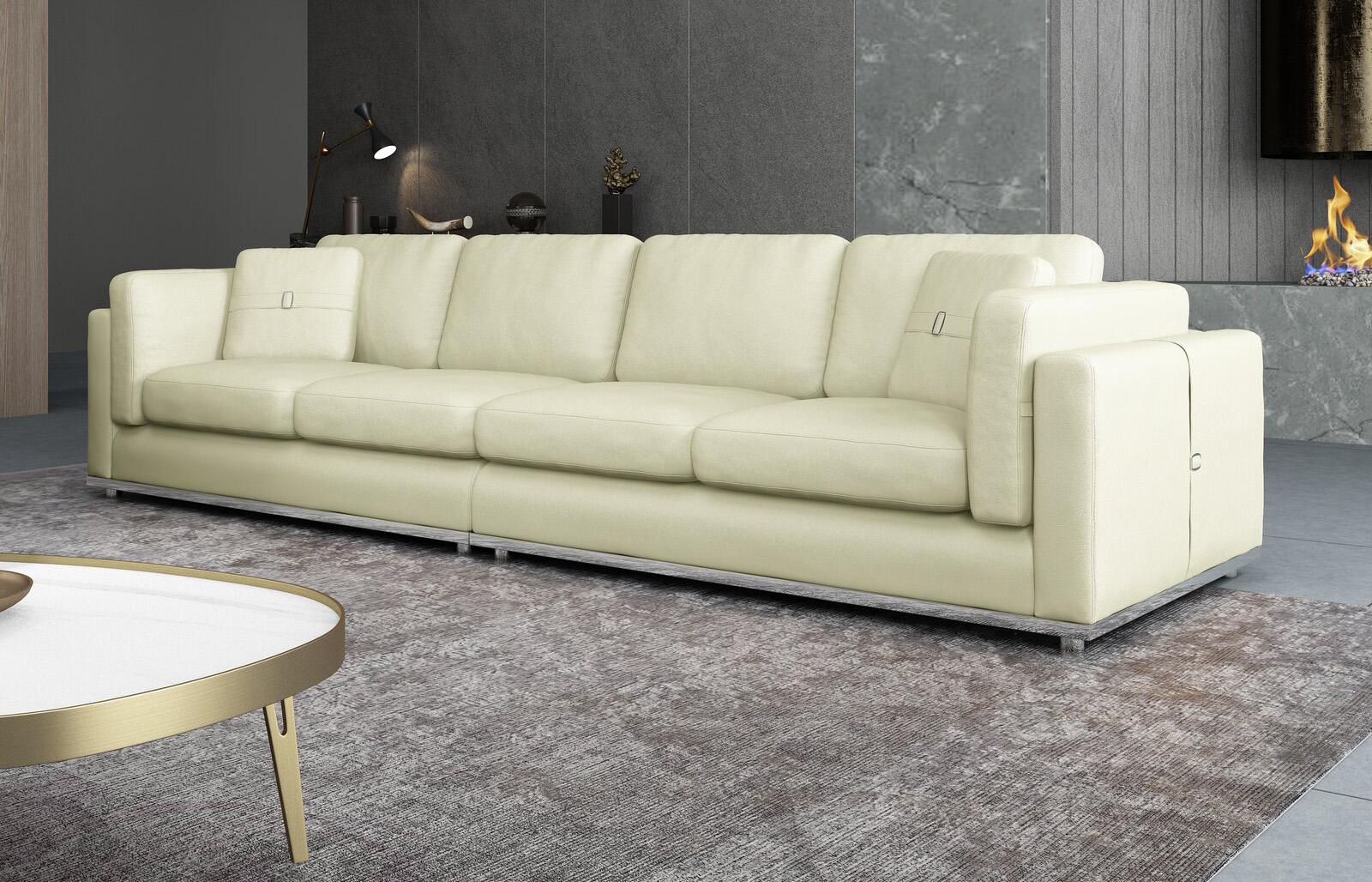 

    
Off White Italian Leather 4-Seater Sofa Contemporary PICASSO EUROPEAN FURNITURE
