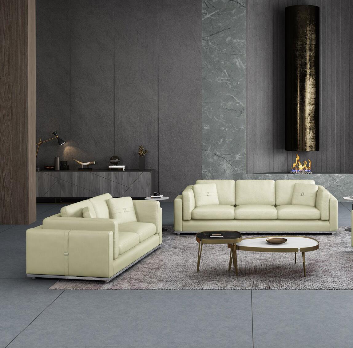 

    
Off White Italian Leather Sofa Set 2Pcs Contemporary PICASSO EUROPEAN FURNITURE
