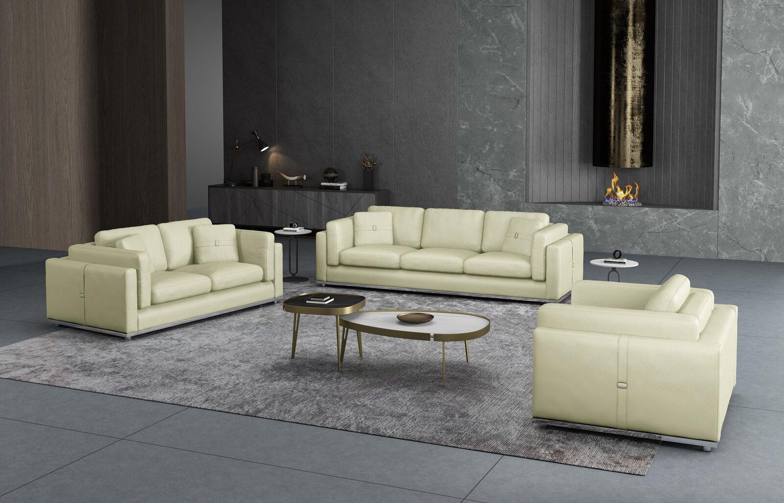 Contemporary, Modern Sofa Set PICASSO EF-25551-3PC in Off-White Leather