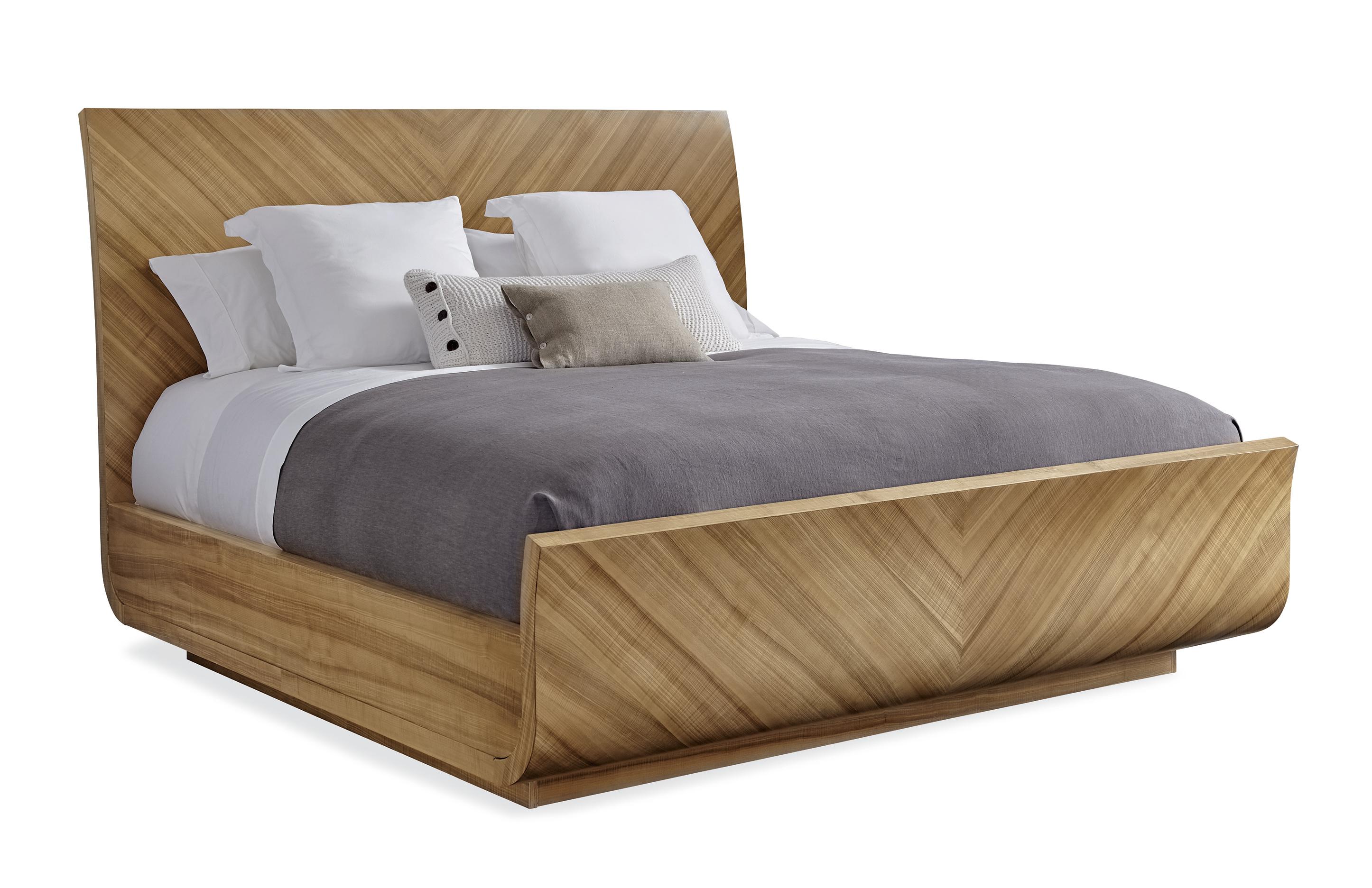 Contemporary Sleigh Bed TO BE VENEER YOU CLA-015-142 in Walnut 