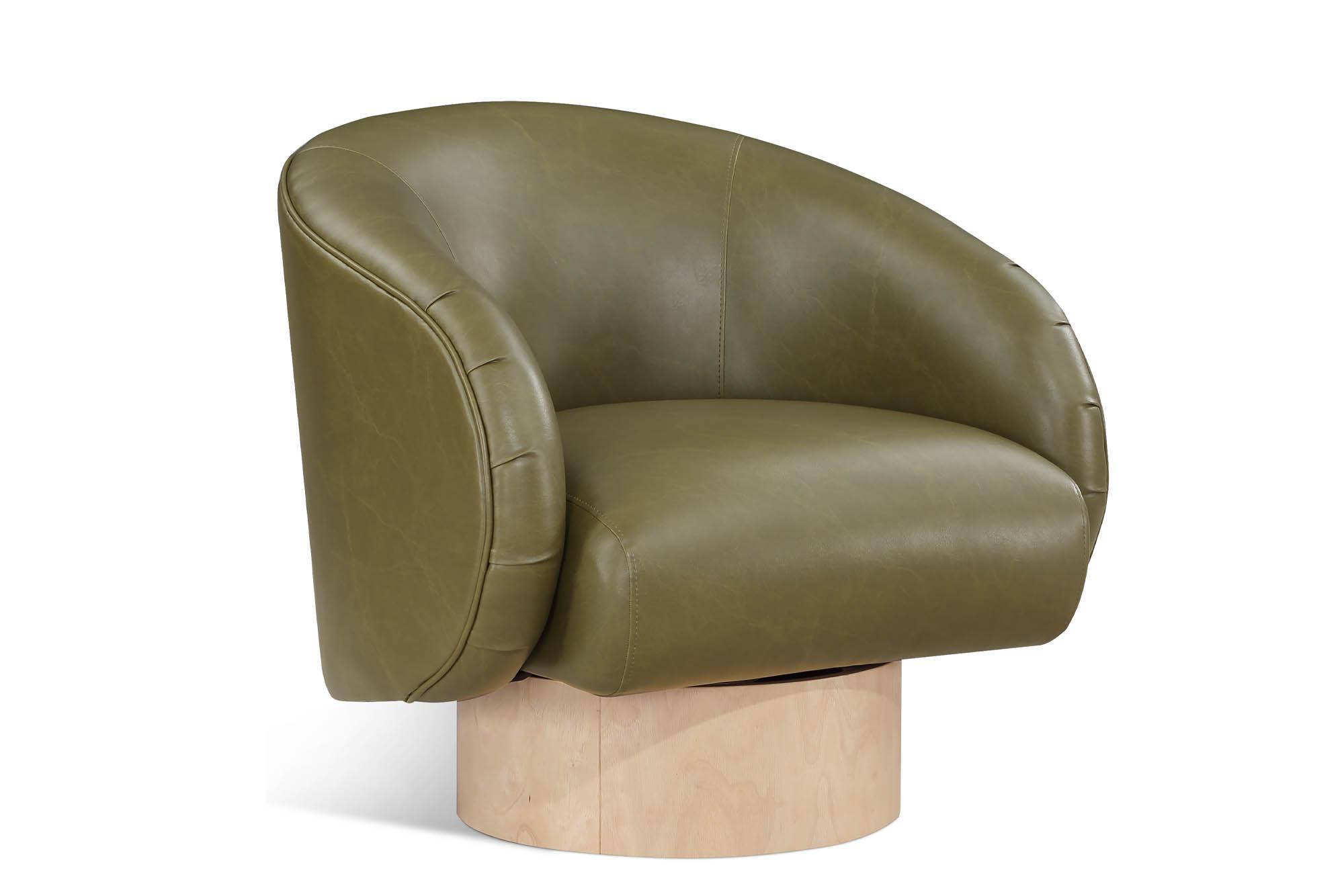 

    
Olive Faux Leather Swivel Accent Chair GIBSON 484Olive Meridian Modern
