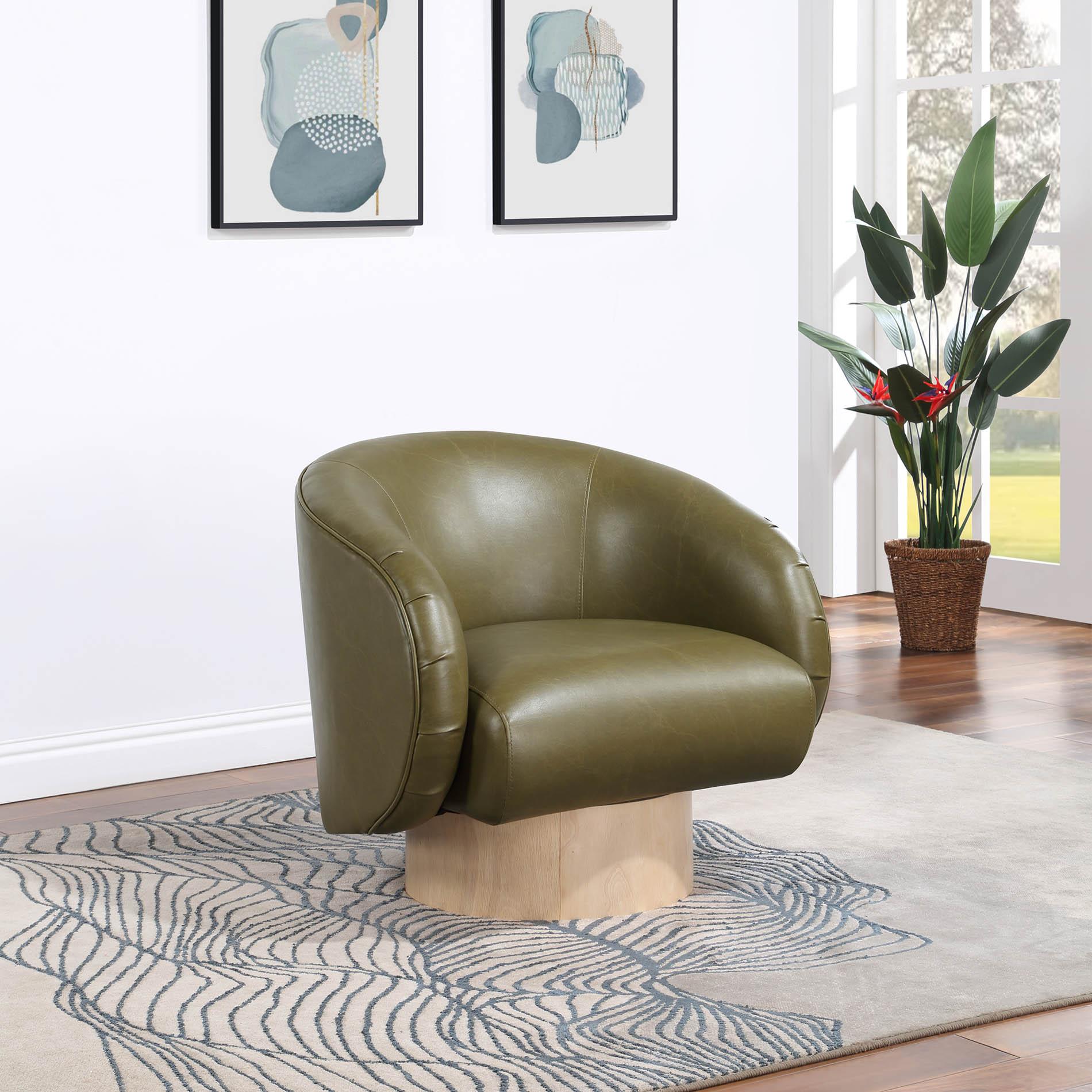

    
Olive Faux Leather Swivel Accent Chair GIBSON 484Olive Meridian Modern
