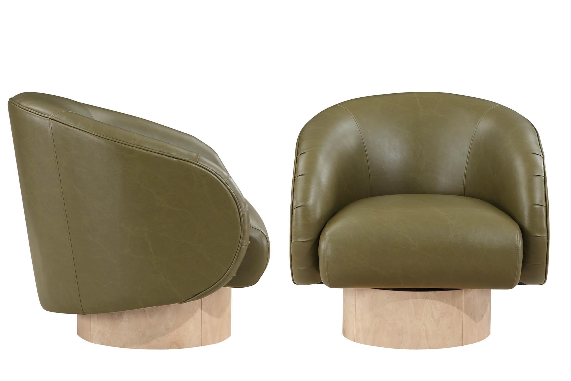 

    
Olive Faux Leather Swivel Accent Chair Set 2Pcs GIBSON 484Olive Meridian Modern
