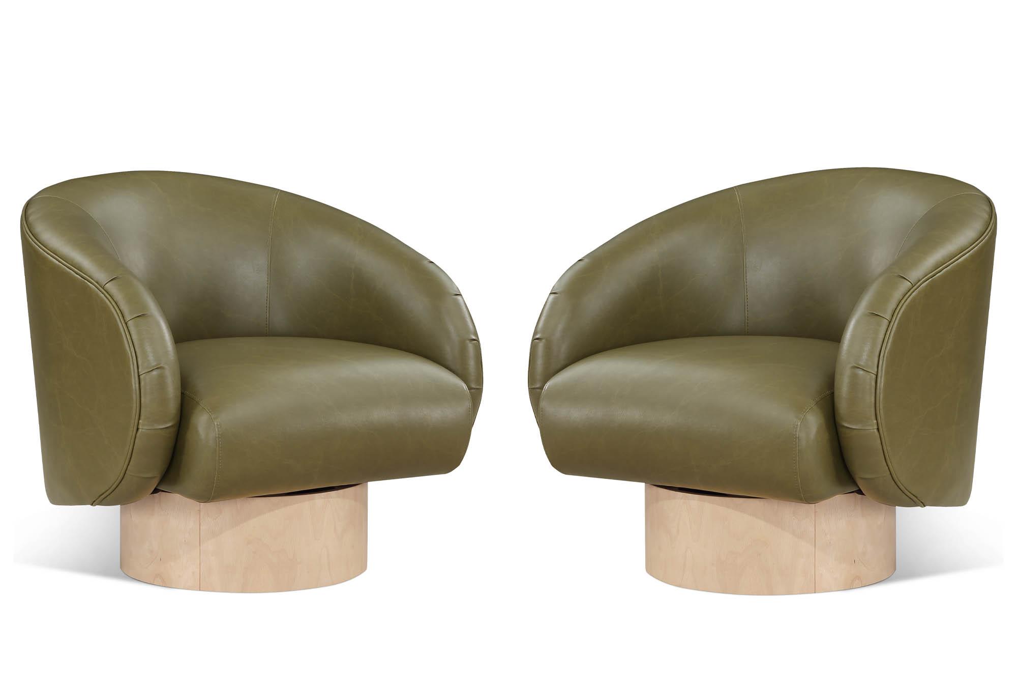 

    
Olive Faux Leather Swivel Accent Chair Set 2Pcs GIBSON 484Olive Meridian Modern
