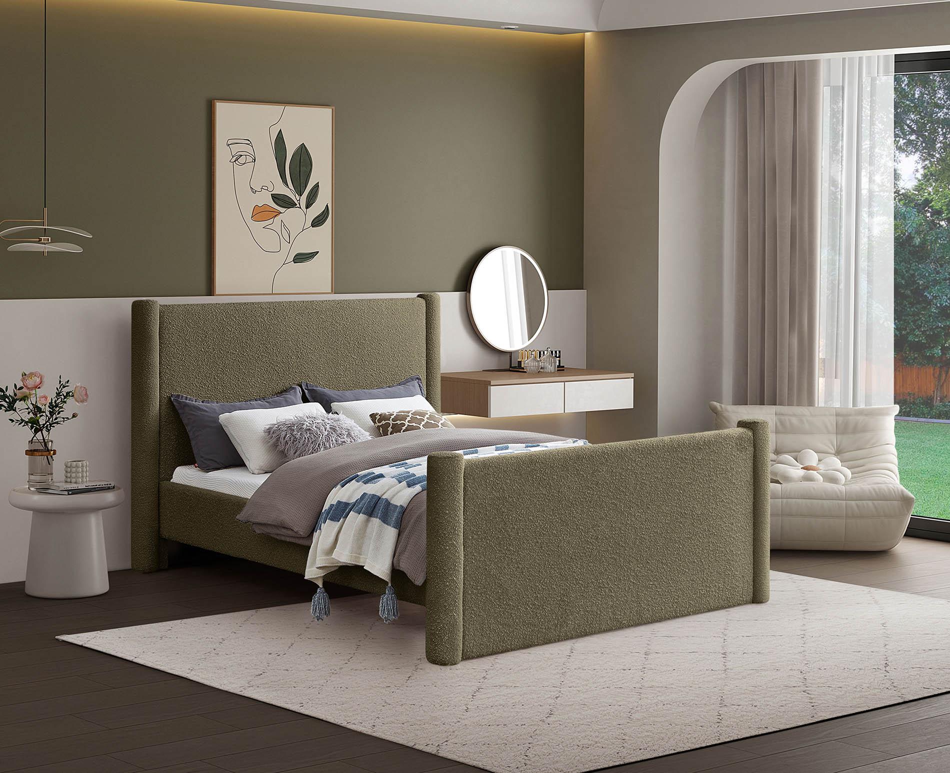

    
Olive Green Boucle Full Bed ELIAS B1299Olive-F Meridian Contemporary Modern
