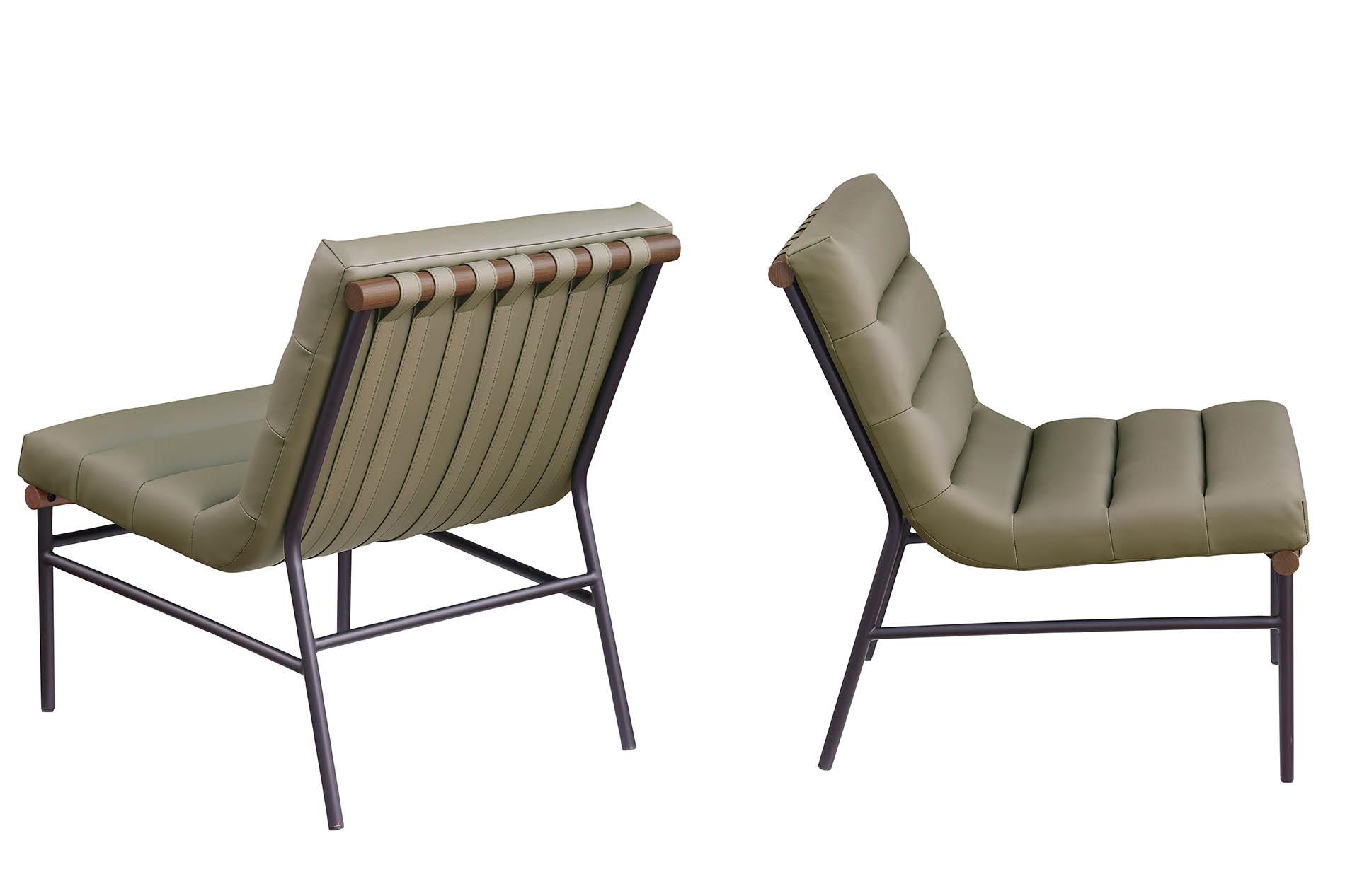 

    
Olive Vegan Leather Accent Chair Set 2Pcs BURKE  416Olive Meridian Modern

