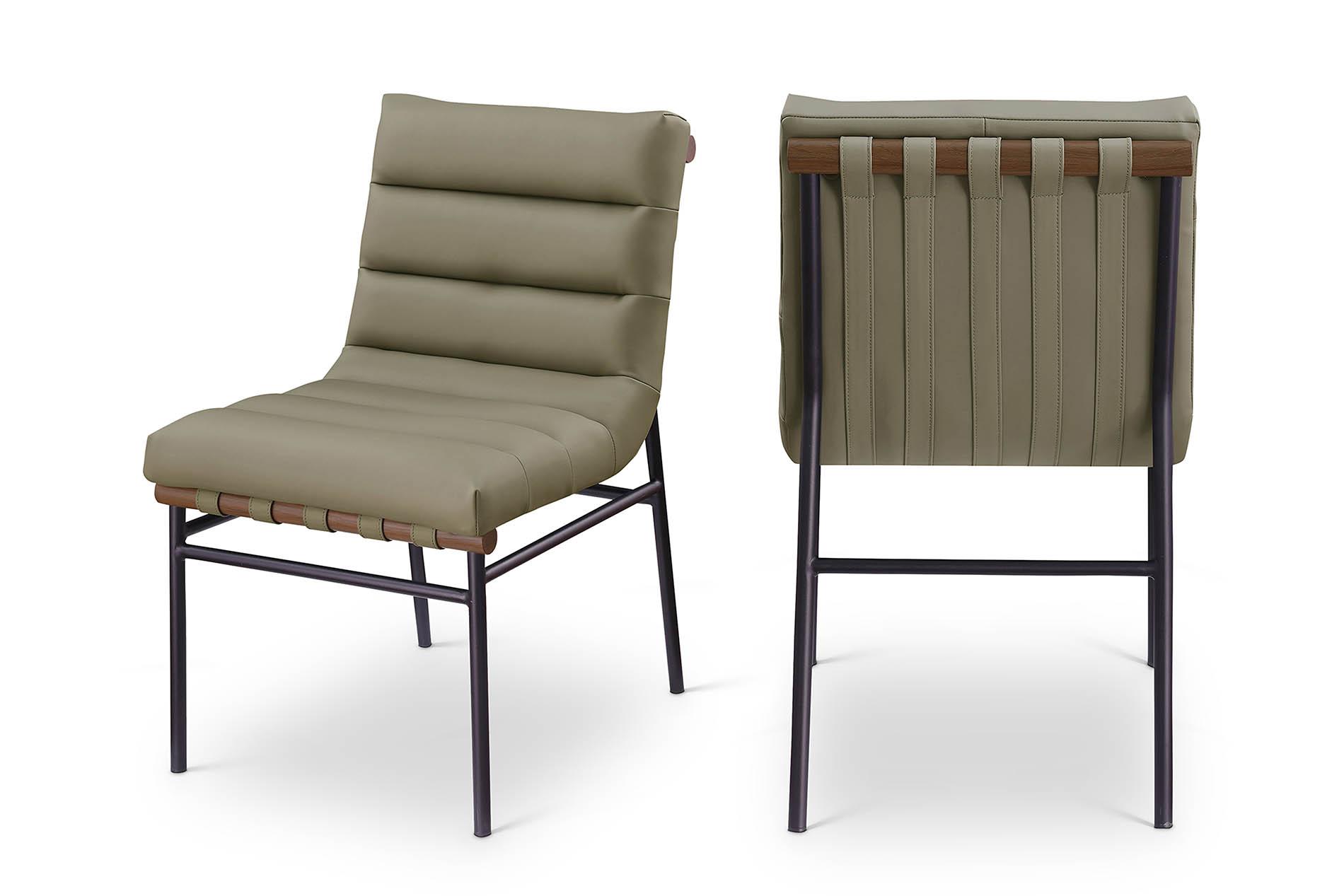 

    
Olive Vegan Leather Dining Chair Set 2Pcs BURKE 577Olive-C Meridian Modern
