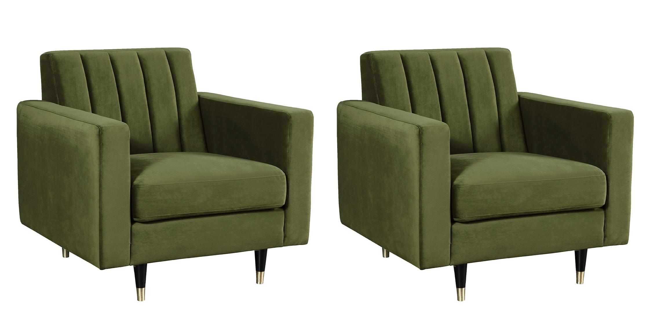 

    
Olive Velvet Tufted Chair Set 2Pcs LOLA 619Olive-C Meridian Classic Modern
