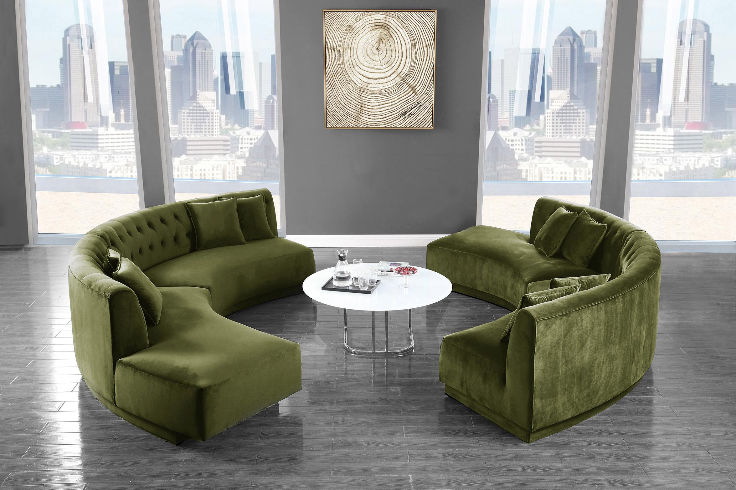 

    
Olive Velvet Tufted Sectional Sofa Set 2Pcs KENZI 641Olive Meridian Contemporary

