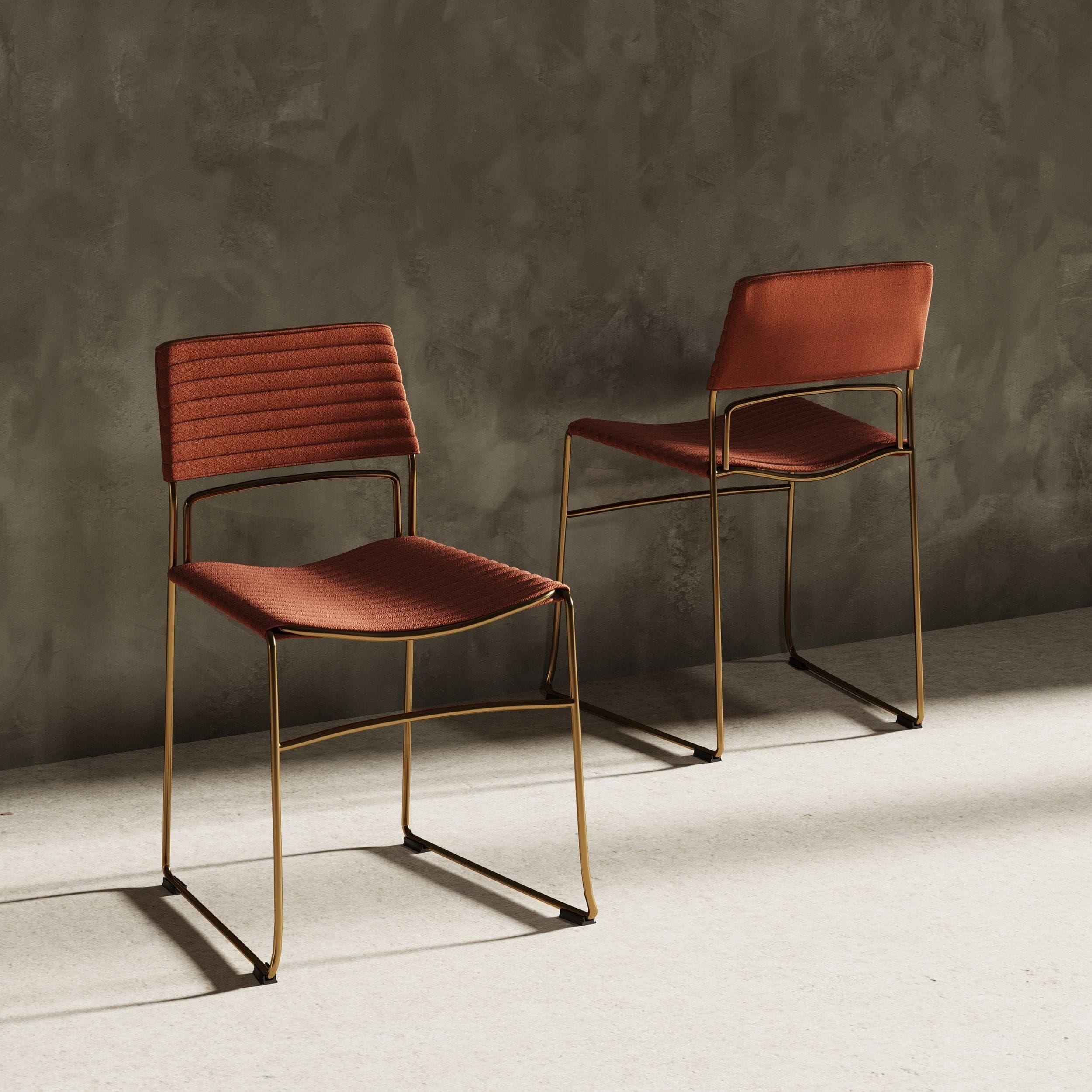 Contemporary, Modern Dining Chair Set Swain VGFHFDC8018-SAL-2pcs in Orange Fabric