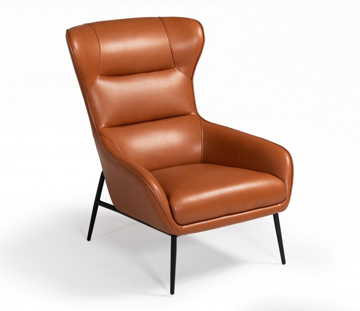 Contemporary, Modern Lounge Chaise SUSAN ACCENT CHAIR ORANGE 513-6 PU/METAL LEG VGBNEC-084-ORG in Orange Leatherette