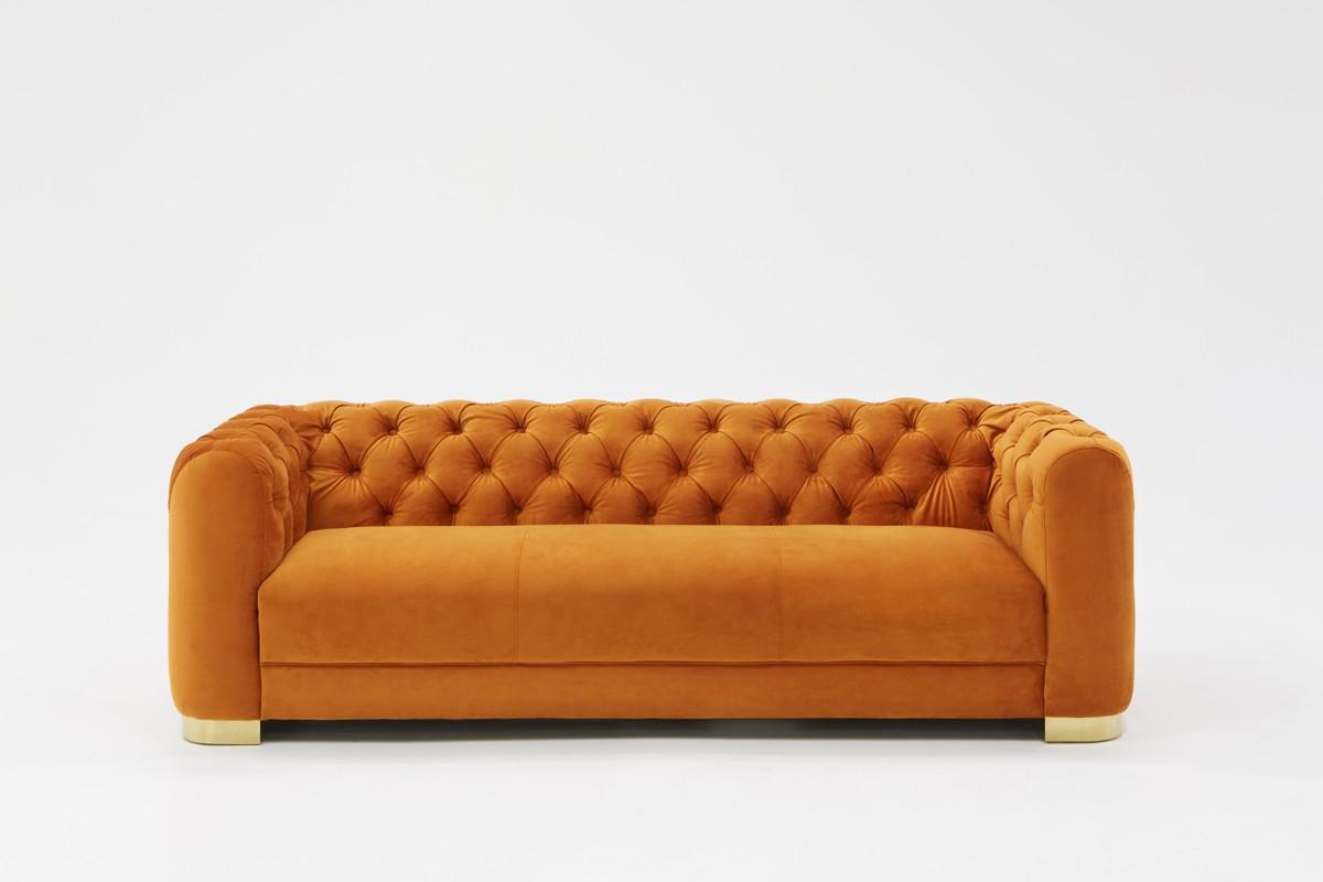 Contemporary, Modern Sofa Divani Casa Duarte VGYUHD-1808-SOF-ORG in Orange Fabric