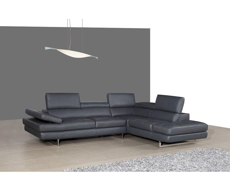 Contemporary Sectional Sofa Ashburton Ashburton Sectional SLATE GREY in Slate gray Leather