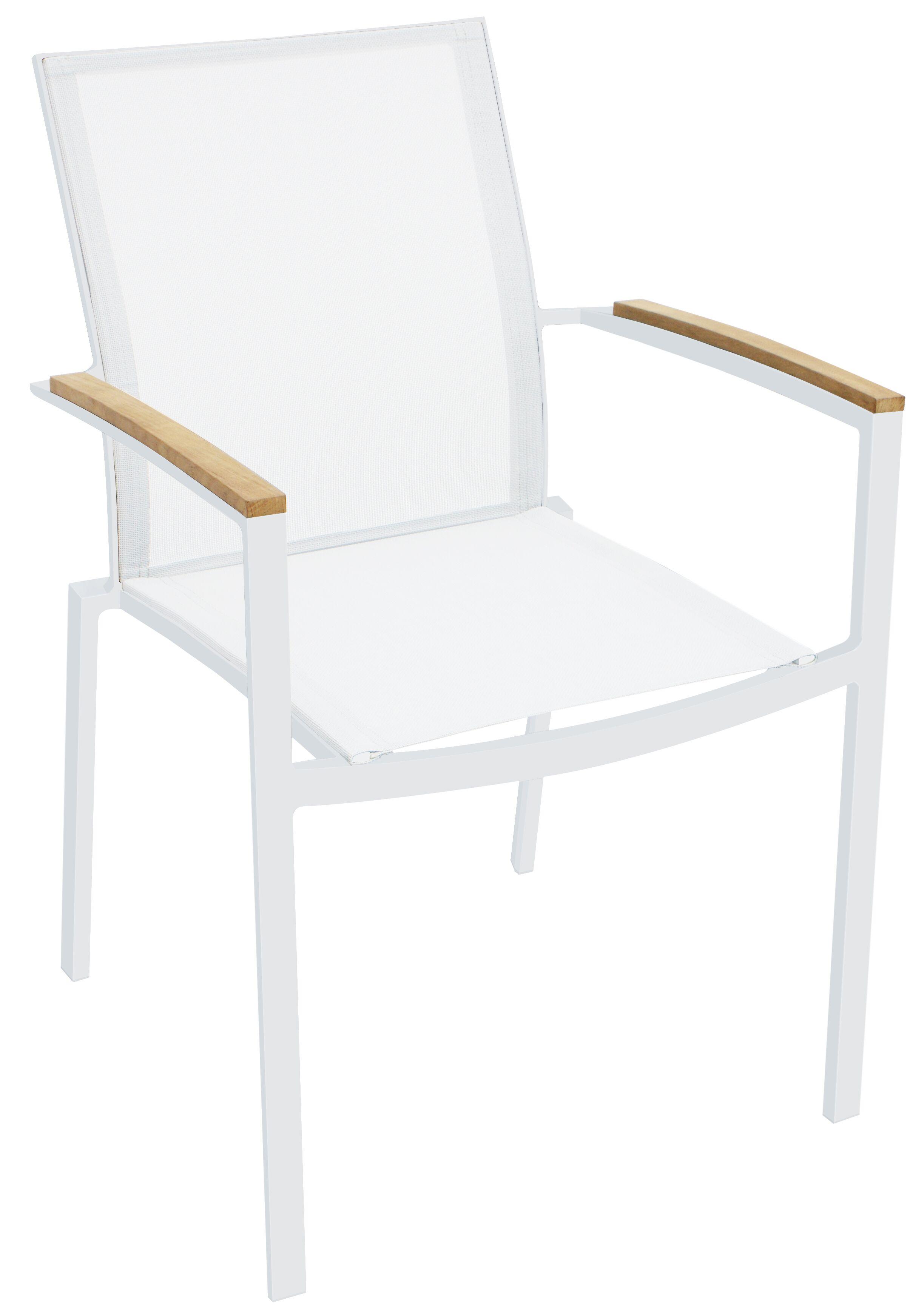 Contemporary Outdoor Armchair Sanctuary ODAC1540-WHT-Set-4 in White, Natural 