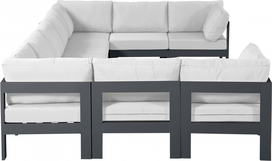 

        
Meridian Furniture NIZUC 376White-Sec9C Patio Sectional White/Gray Fabric 94308262345
