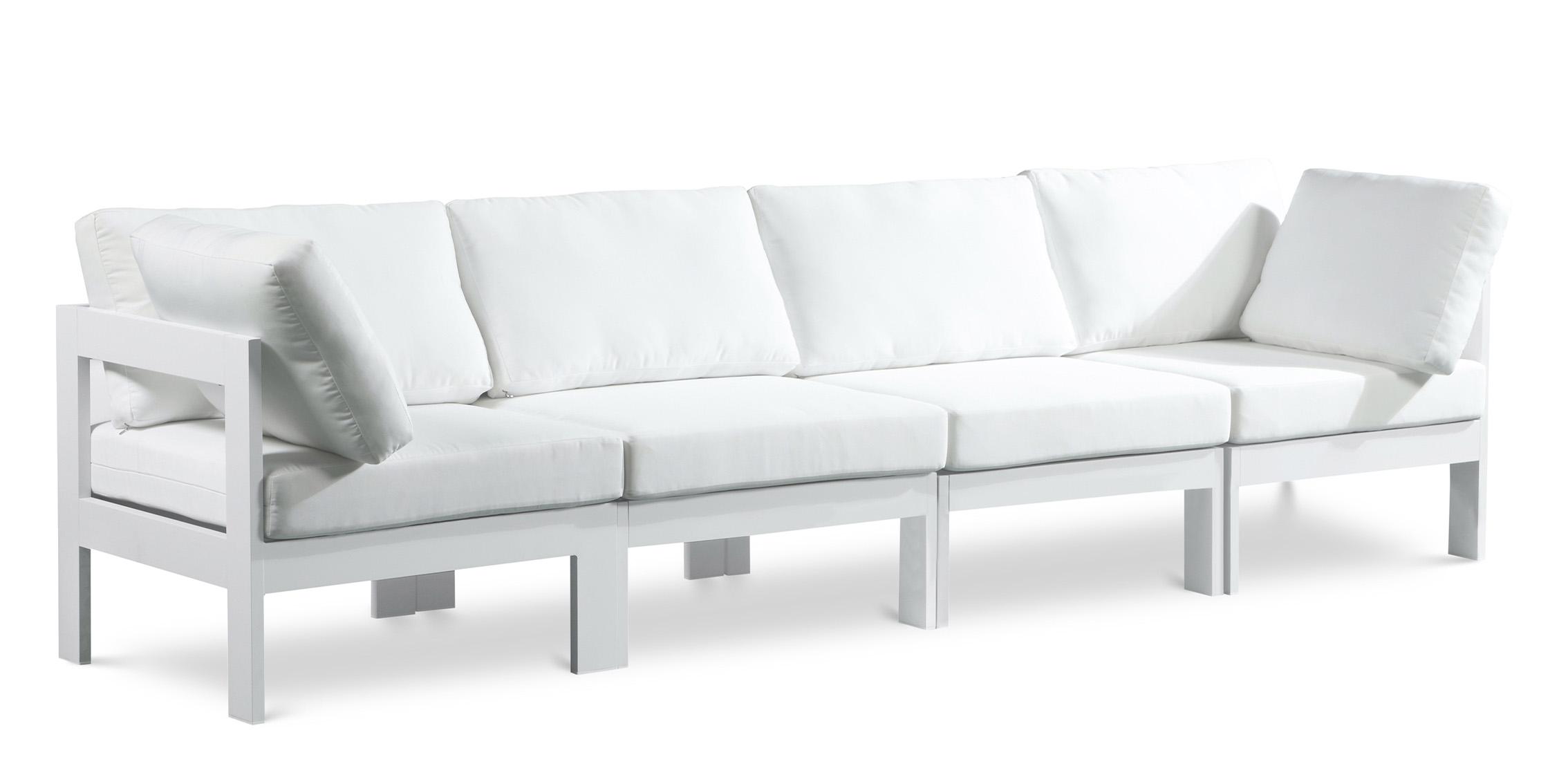 Contemporary Patio Sofa NIZUC 375White-S120A 375White-S120A in White Fabric