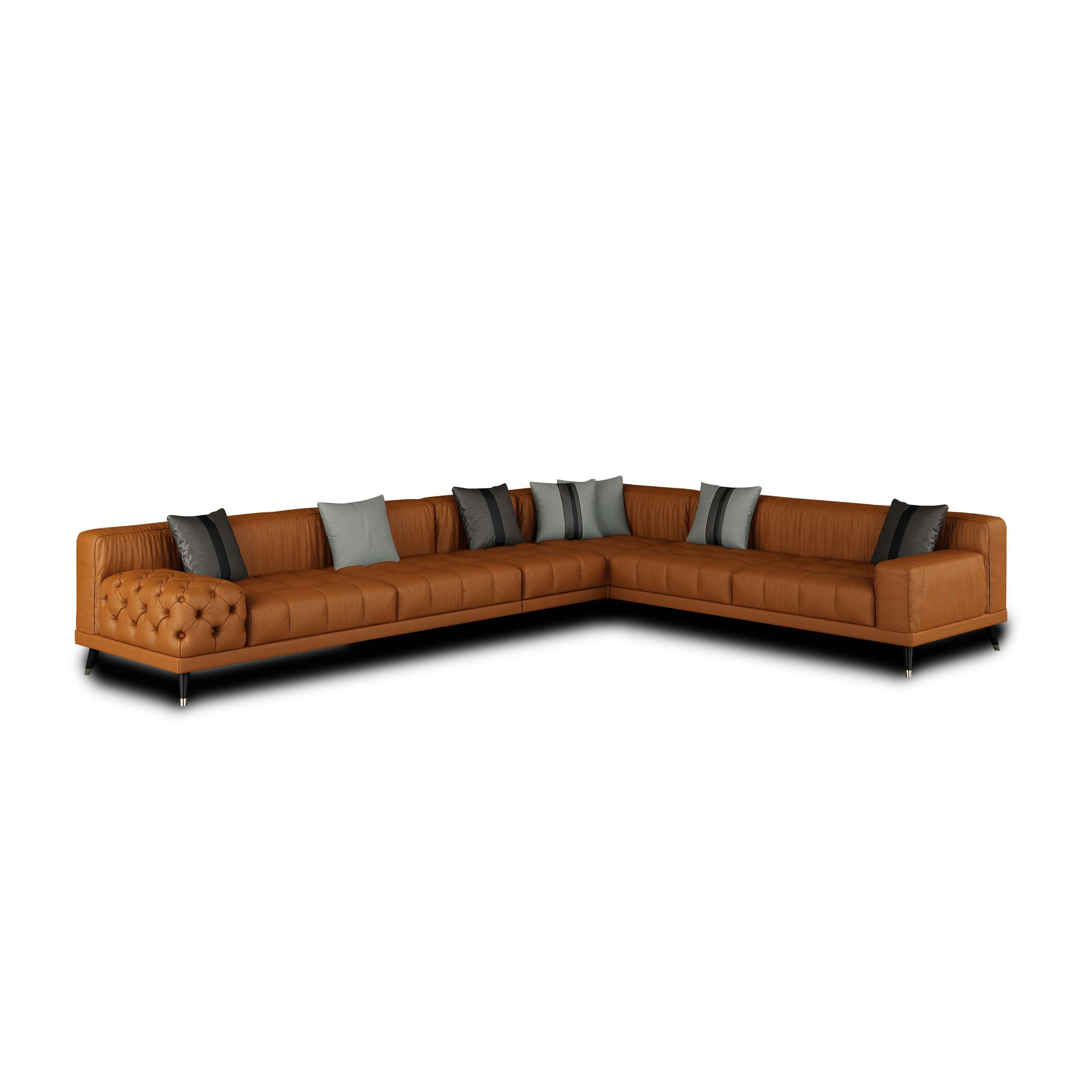 Modern Modular Sectional Sofa Outlander EF-88886-4PC in Cognac Leather