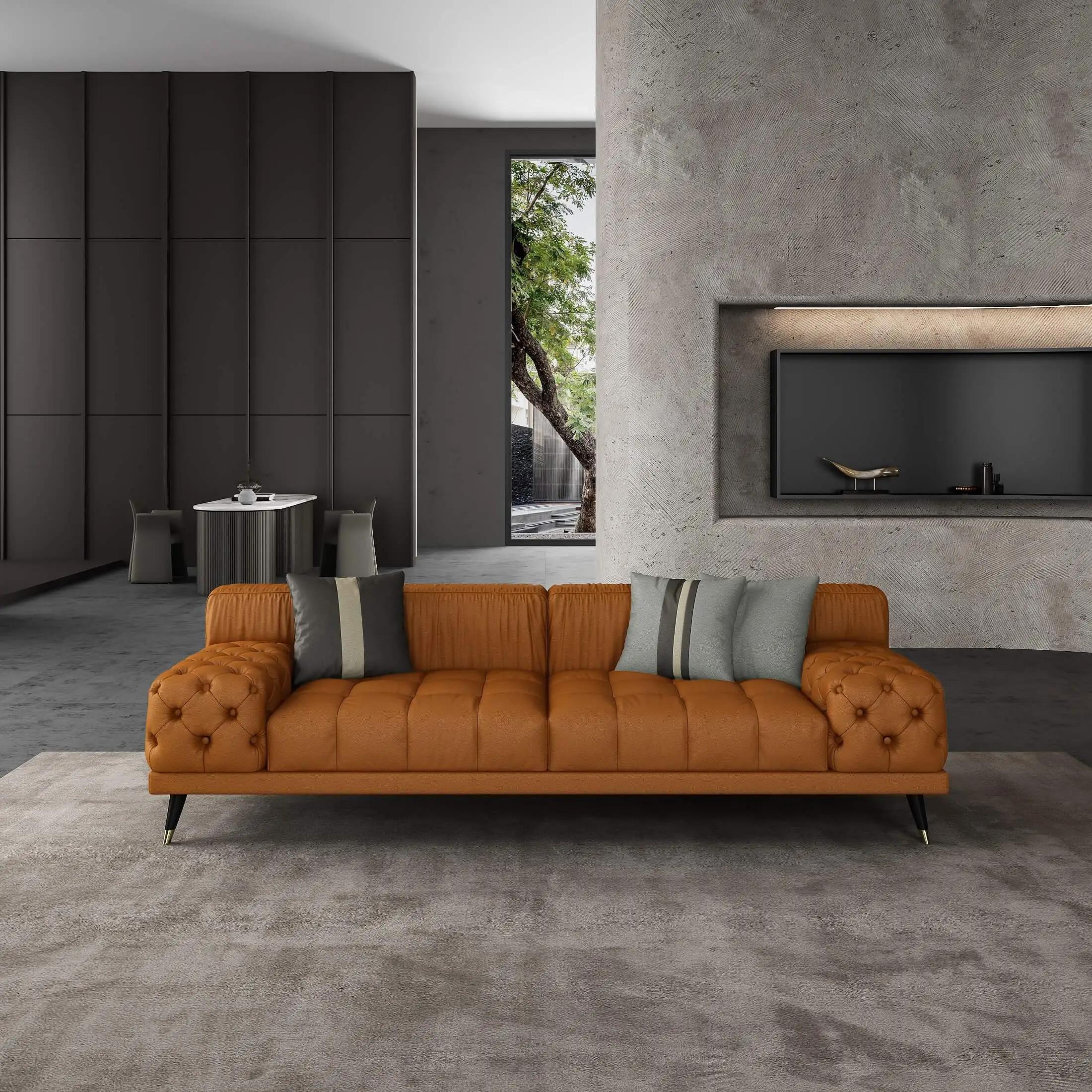 Modern Sofa Outlander EF-88880-S in Cognac Leather