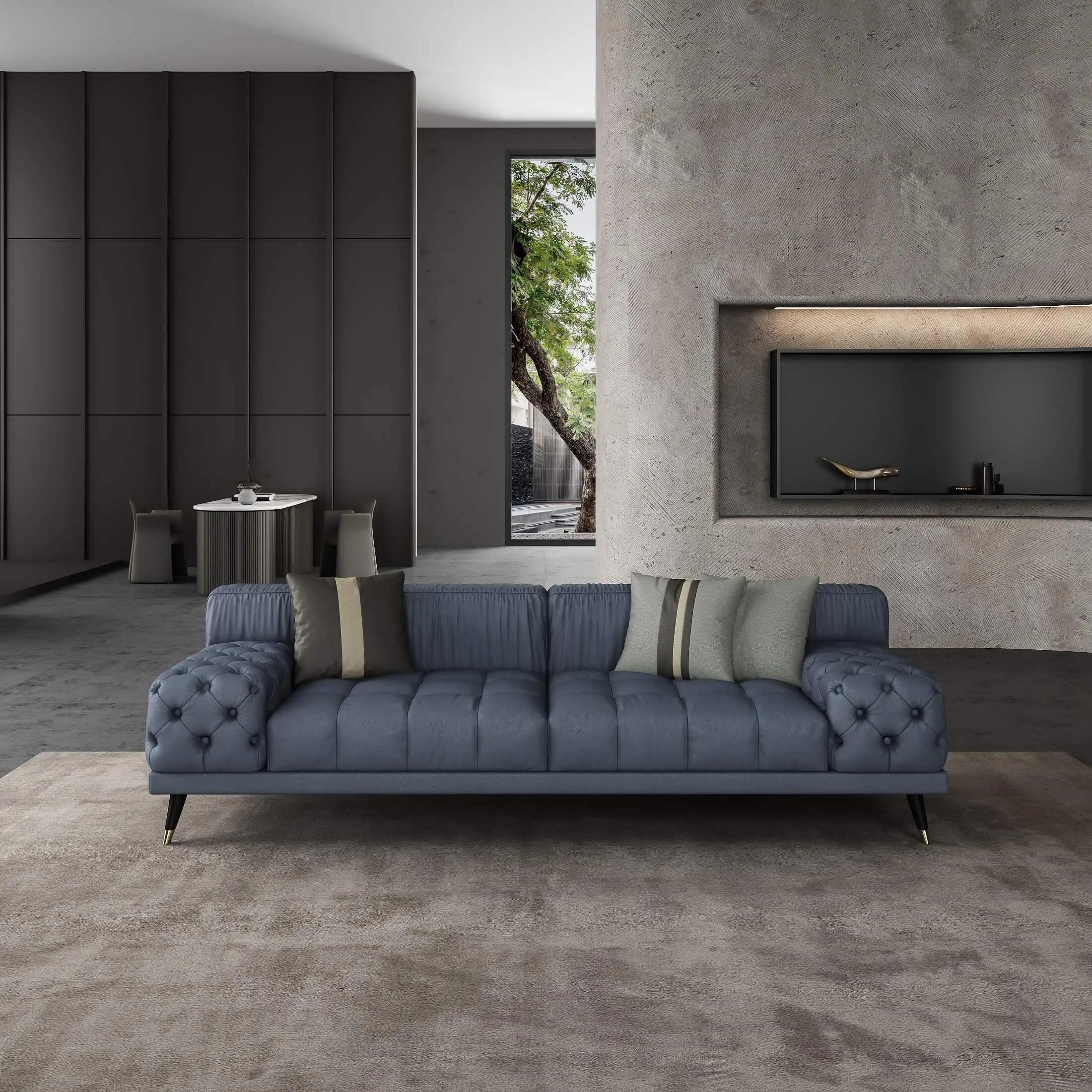 

    
Gray Italian Leather Sofa Contemporary PICASSO EUROPEAN FURNITURE
